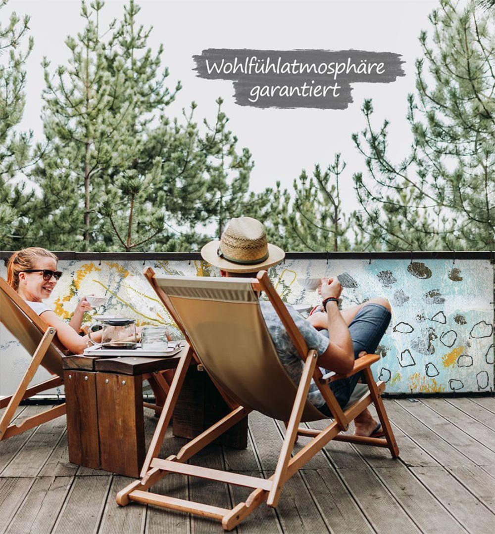 Thumbnail - MyMaxxi Sichtschutzelement Balkonbanner Pinselmalerei gelb blau Balkon Sichtschutz Garten, (Bambus grün)