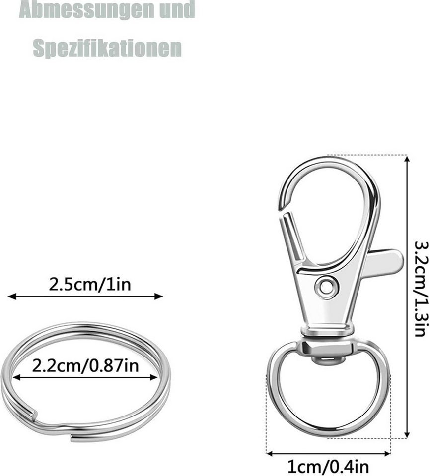 Thumbnail - FELIXLEO Karabiner Schlüsselring Edelstahl Klein 40 Stück Karabiner Schlüsselanhänger, (1 St)