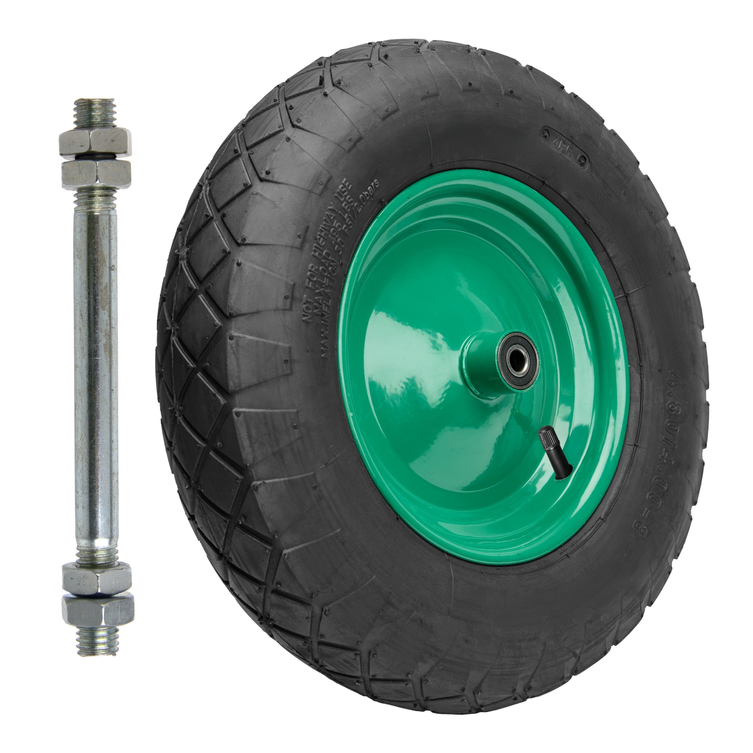 Schubkarren-Rad Ersatzrad Schubkarrenrad Luftreifen Reifen Stahlfelge Achse GD-0163