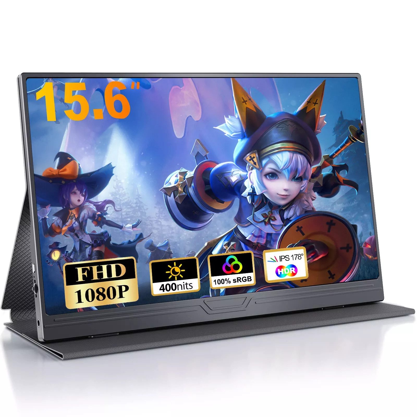 Bundviel Portable Monitor 15,6-Zoll tragbarer Monitor mit USB-C & HDMI, 1080P Portabler Monitor (40 cm/15.6 ", 1920 x 1080 px, FHD, 3 ms Reaktionszeit, 60 Hz)