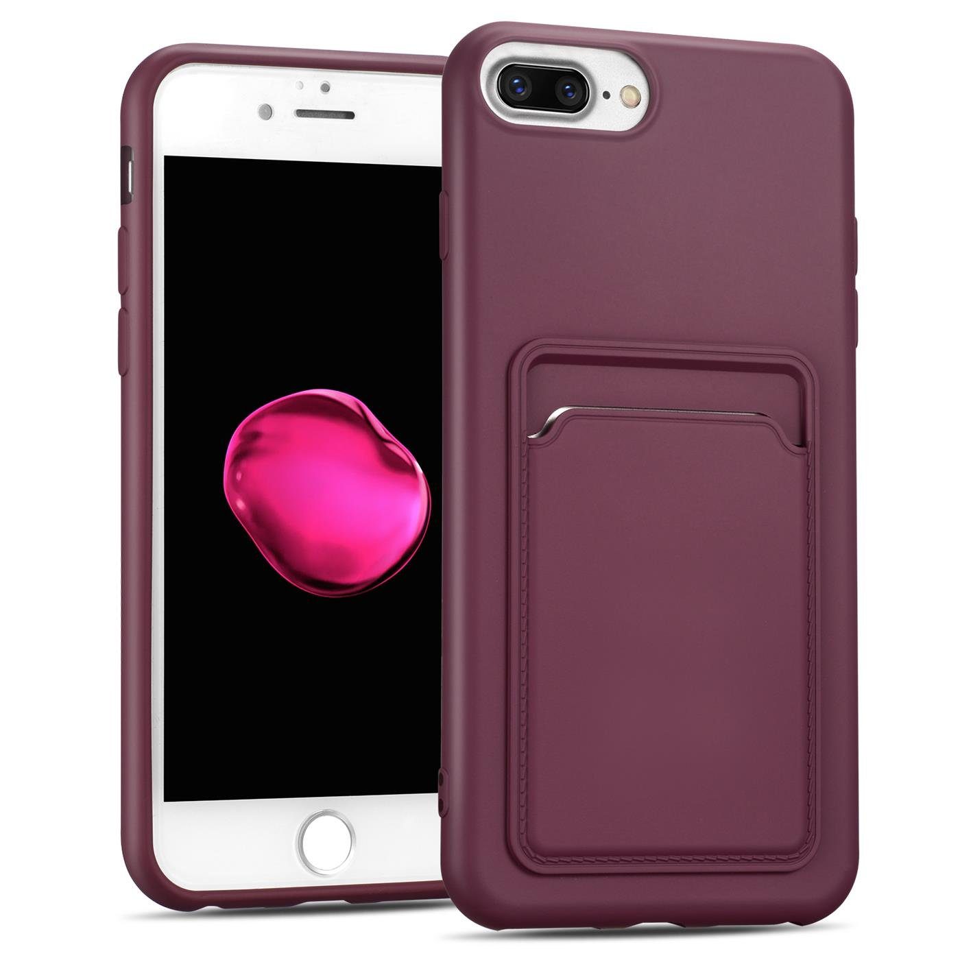CoolGadget Handyhülle Schutzhülle mit Kartenfach für Apple iPhone 7 Plus / 8 Plus 5,5 Zoll, Silikon Case Slim TPU Cover Tasche mit Aufbewahrung EC Karte Ausweis