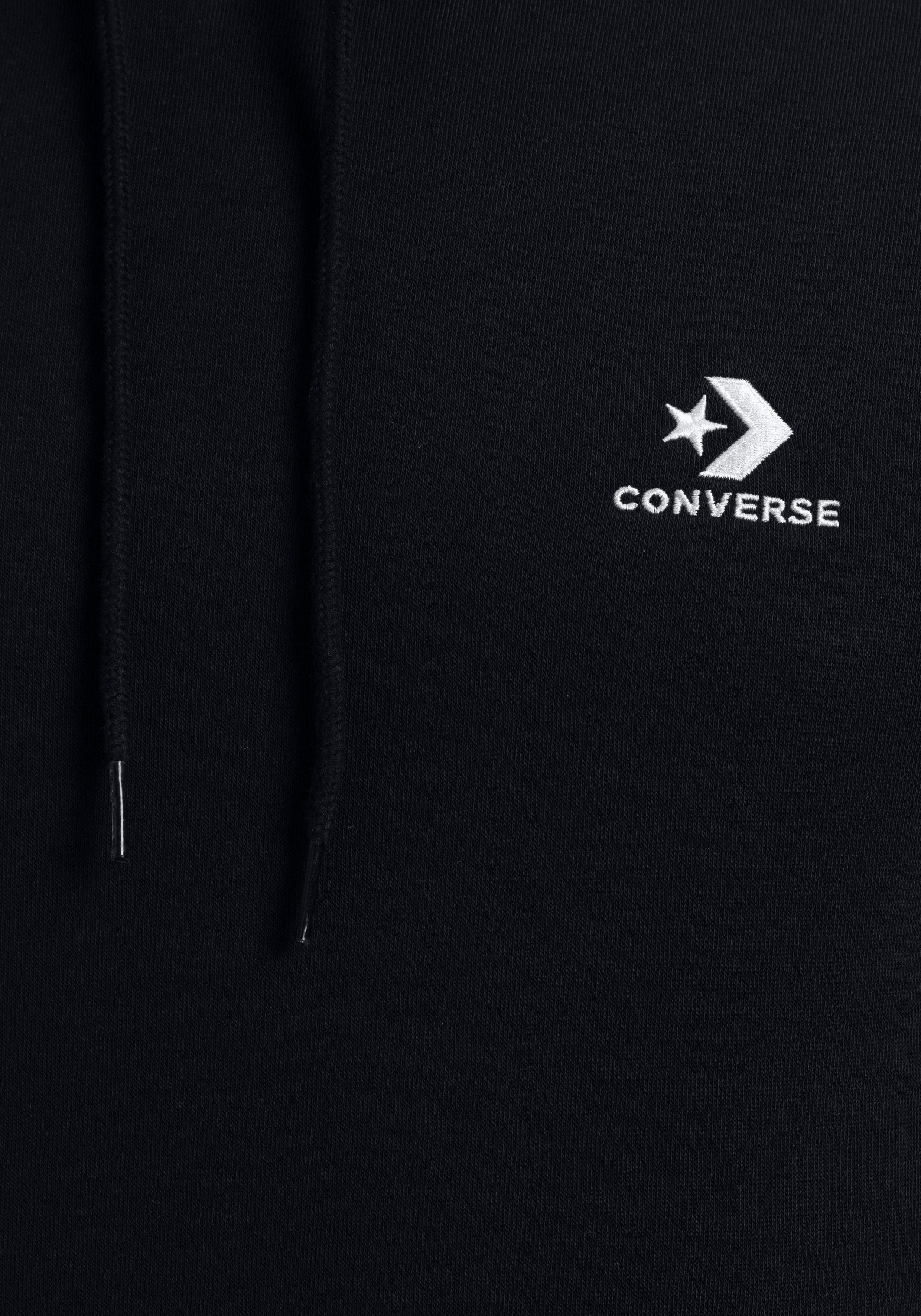 Converse Kapuzensweatshirt EMBROIDERED HOODIE BACK STAR (1-tlg) BRUSHED CHEVRON BLACK Unisex FLEECE