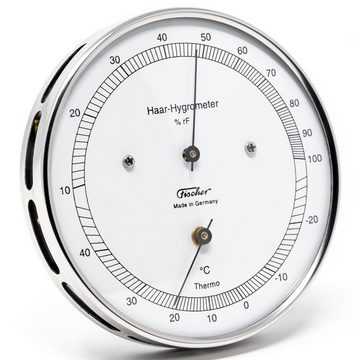 Fischer Barometer Echthaar Hygrometer mit Thermometer, Außen Innenwetterstation
