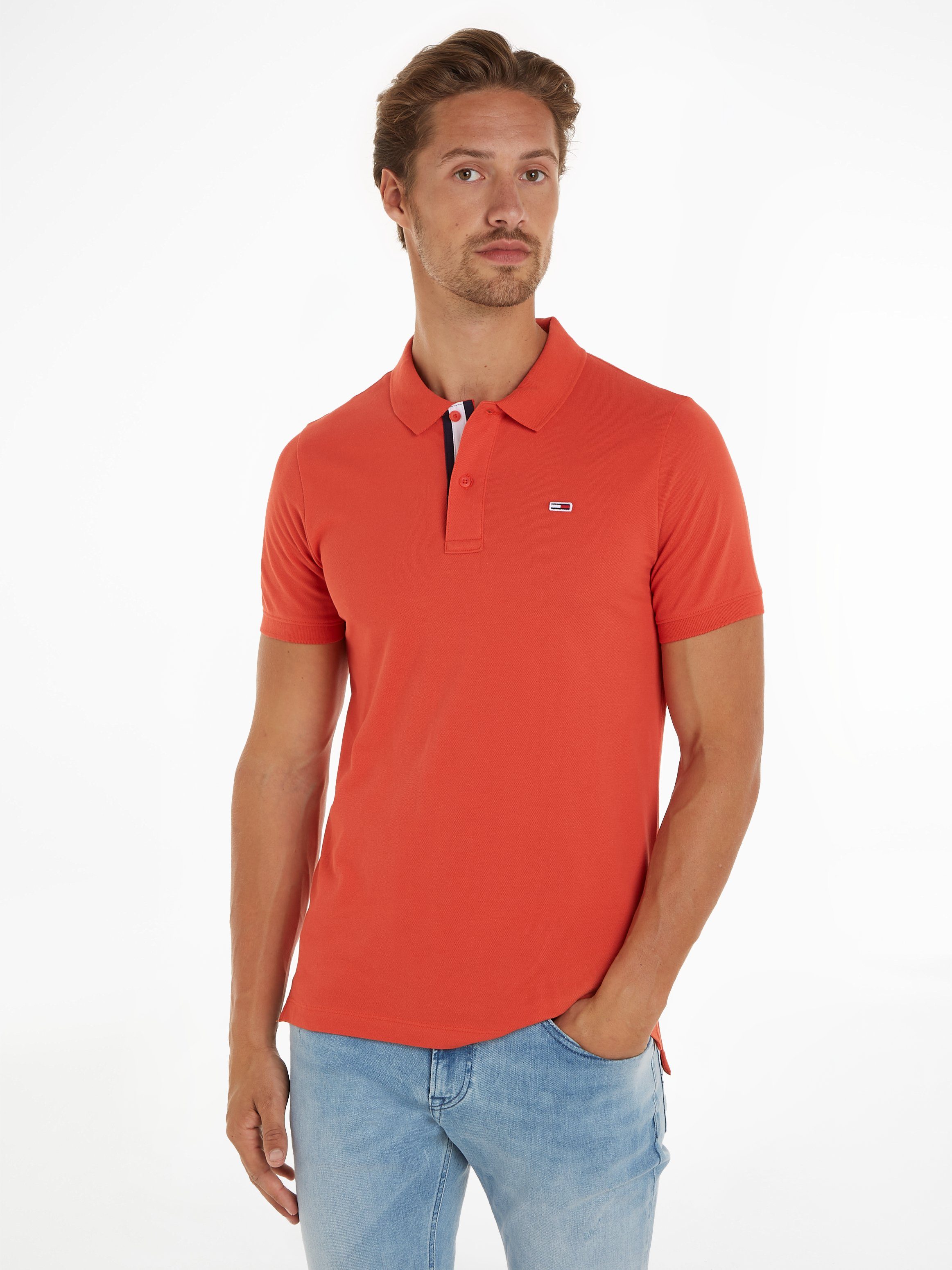 Tommy Jeans Poloshirt POLO PLACKET Burnt Vermillion SLIM TJM