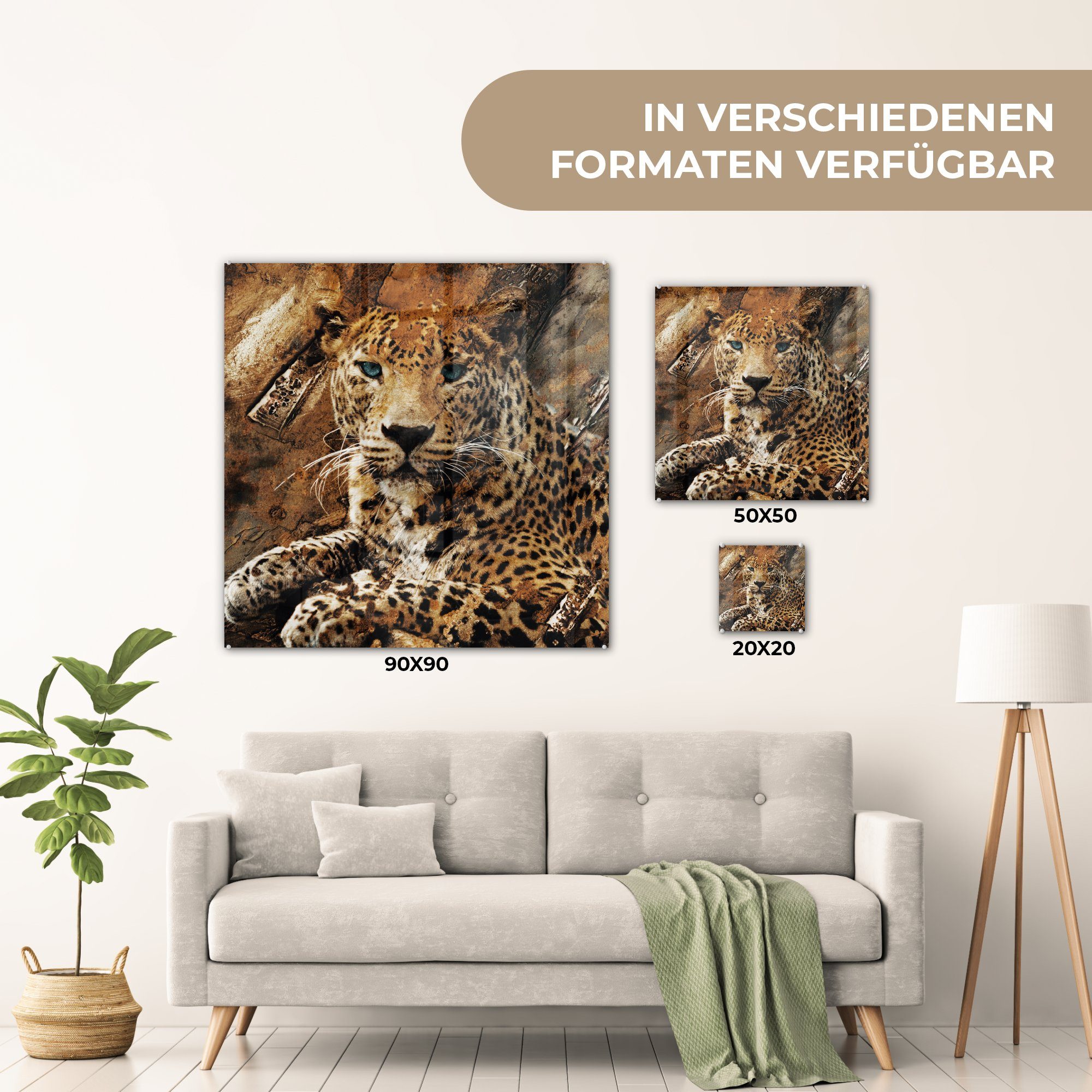 MuchoWow Acrylglasbild Wandbild - Glasbilder Wanddekoration - (1 - auf Leopard St), - Tiere Wild, Foto auf - Glas Glas Bilder