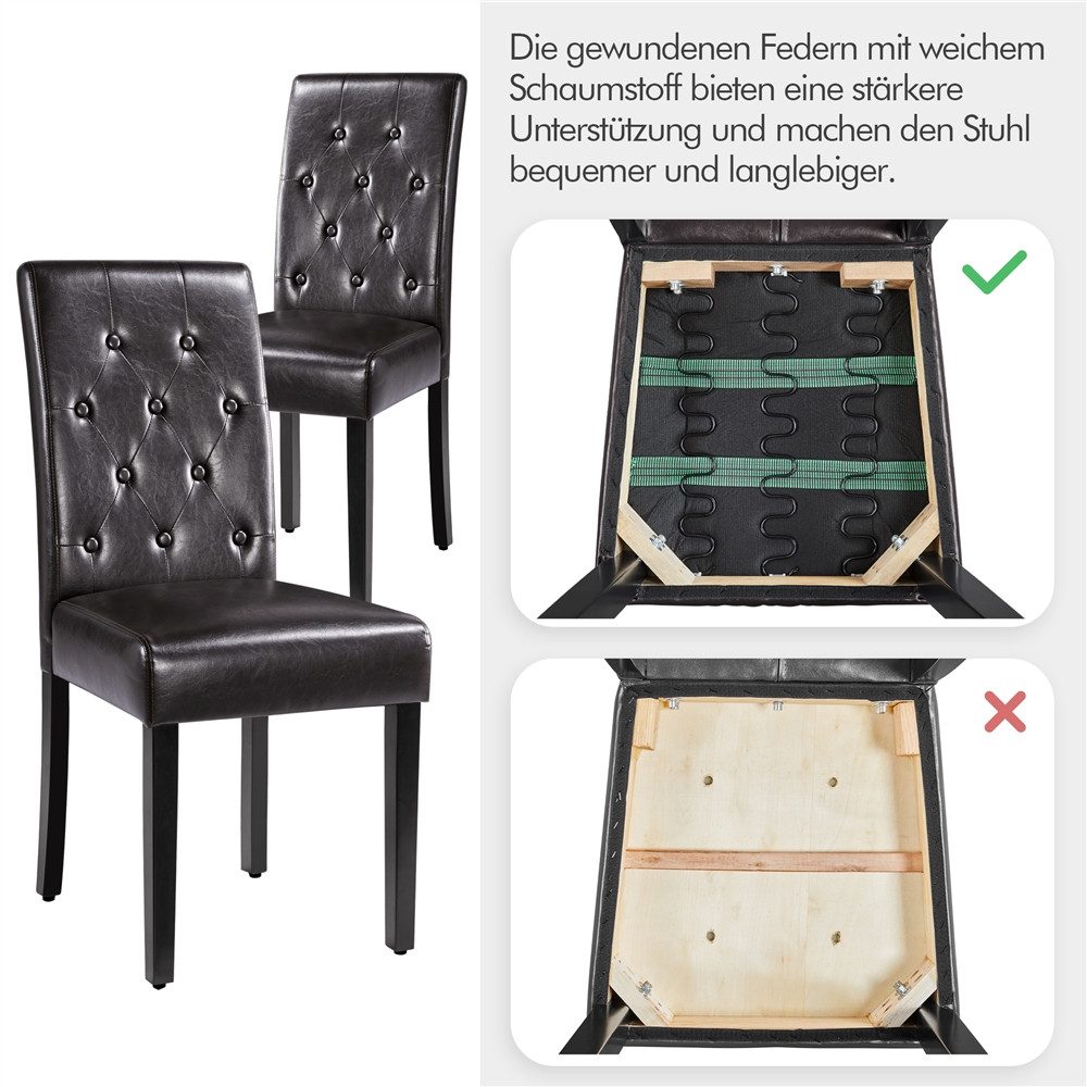 Yaheetech Esszimmerstuhl Küchenstuhl mit Hoher Rückenlehne & Massivholzbeinen (4 St), 4er Set Esszimmerstühle Polsterstuhl – Bild 5 von 5