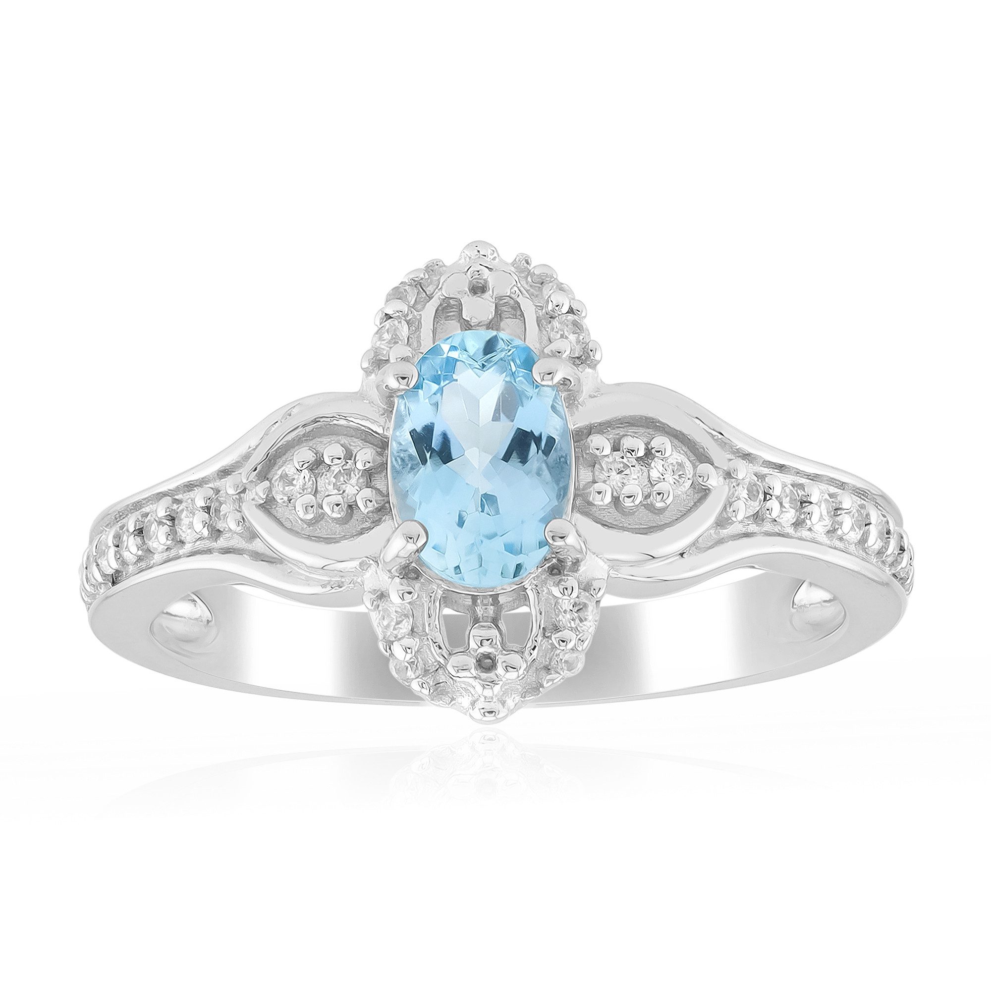 Cavill Silberring Cavill Ring 0,34 ct Aquamarin oval, 925 Sterlingsilber rhodiniert Blau (1-tlg)