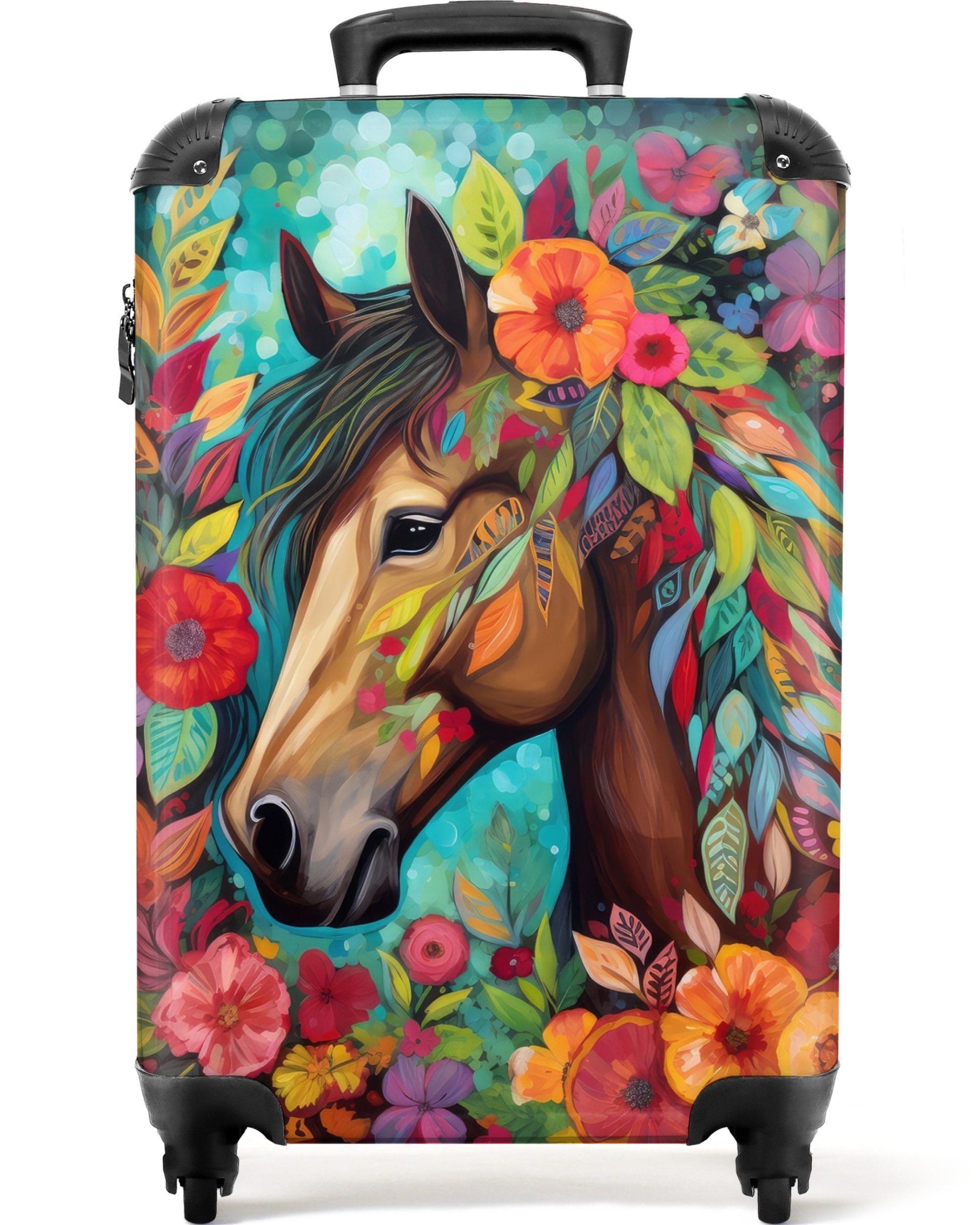 Kinderkoffer Pferd - Blumen - Malerei - Natur - Farbe 55x35x20cm