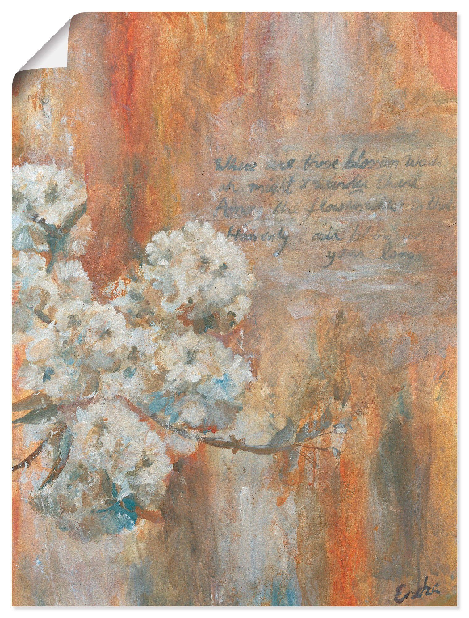 versch. Wandaufkleber Größen Blüten, St), Leinwandbild, oder als Poster Artland Blumen Wandbild (1 in