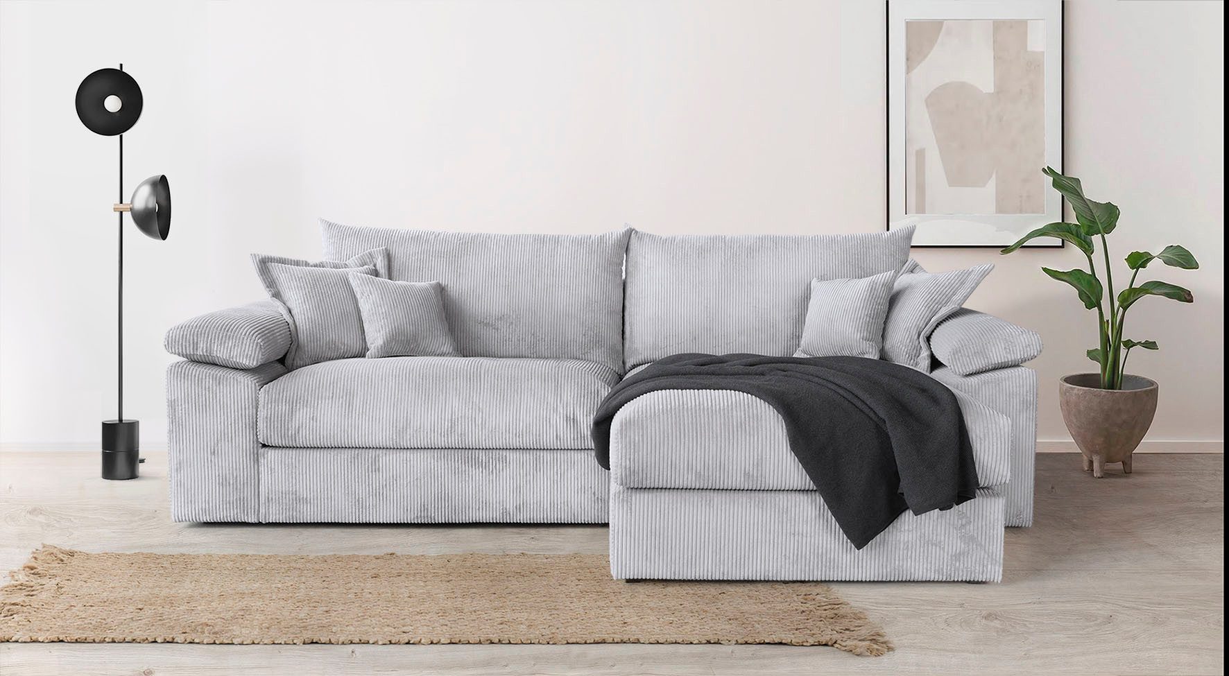 Home affaire Ecksofa Soft&Cosy XXL L-Form, B: 303 cm - OTTO. Verlässliche Qualität., Mega-Sofa, Cord oder Chenille-Struktur, mit Federkern & 4 Zierkissen