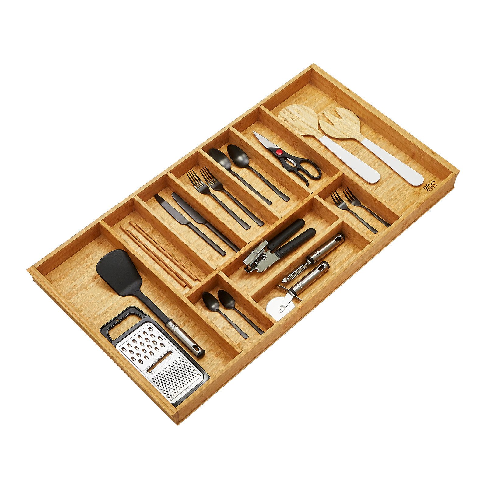 SO-TECH® Besteckeinsatz Orga-Box-1 BAMBUS Besteckeinsatz für Schubkästen mit 500 mm, 11 Fächer, für Blum Tandembox / Antaro Schublade 100cm Schrankbreite