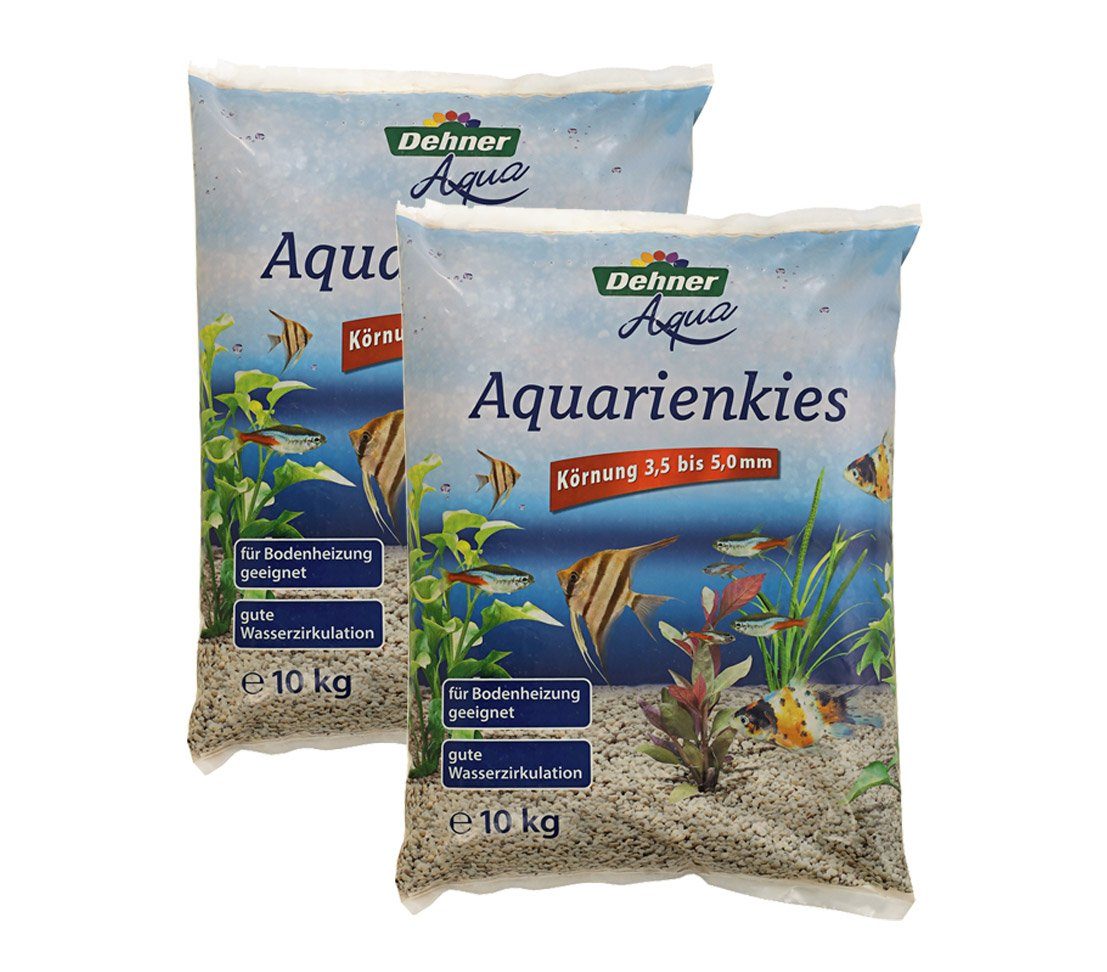 Dehner Aquarienkies Aqua, Körnung 3.5 - 5 mm, 2 x 10 kg, beige