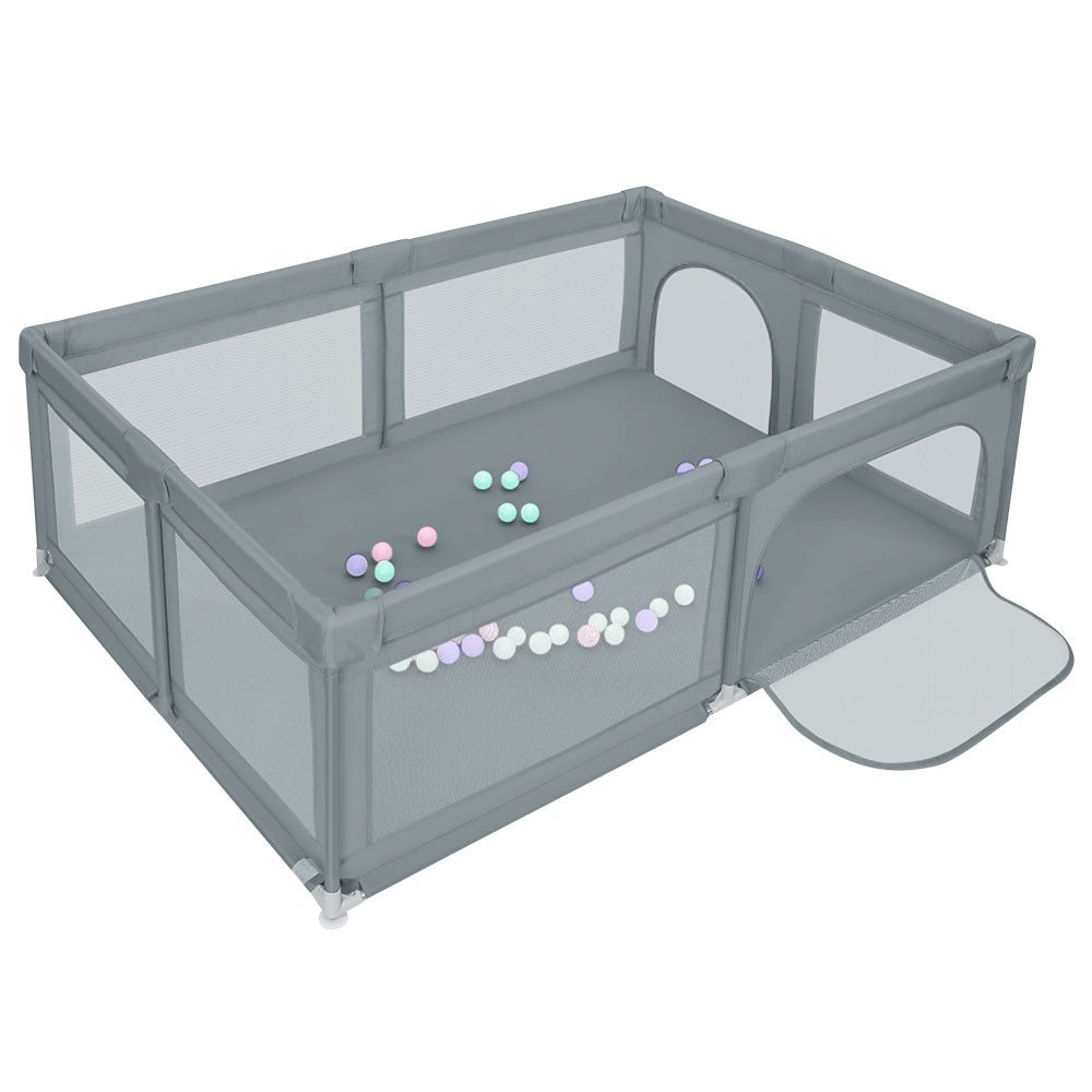 JEOBEST Laufgitter Laufstall Baby 205 x 147 x 66cm Große XXl, Sicherheitsspielplatz Schutzgitter mit atmungsaktivem Netz,50 Bällen