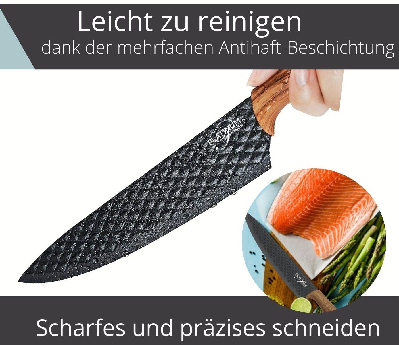 1 teiliges (5 Messerklingen Messer Sparschäler) Messerset hellesholz Messer-Set mit Klappbox in scharfe & 6 Fleischmesser Cheffinger Magnetverschluss Küchenmesser