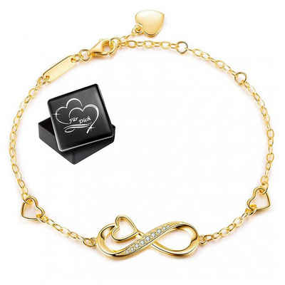 Limana Goldarmband verstellbar 925 Sterling Silber Gold Undenlichkeit-Symbol Herz Armband (inkl. Geschenkdose), Frauen Liebe Geschenk Idee Liebesgeschenk