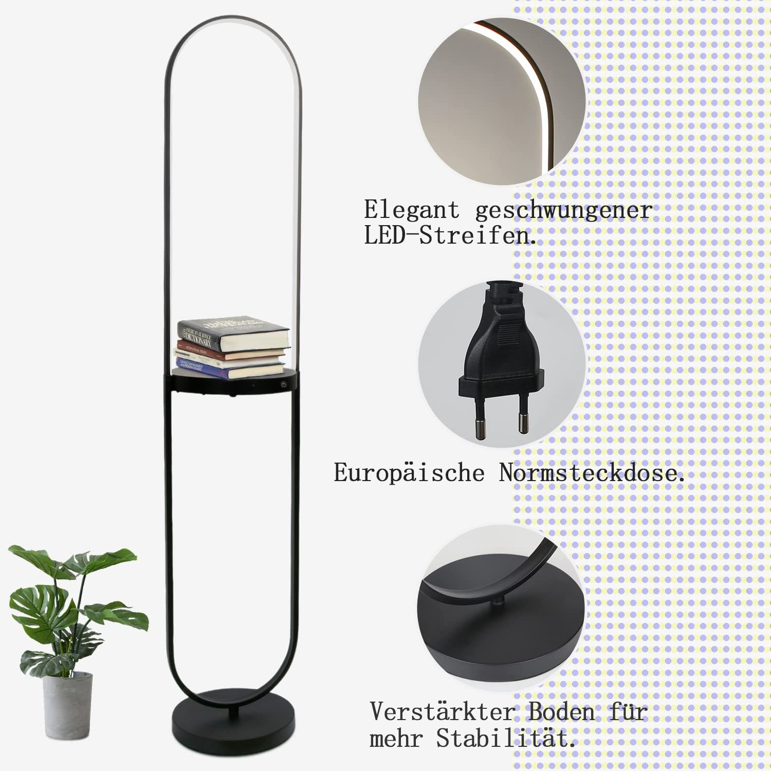 OUTONLIFE LED Stehlampe Mit Regal - Dimmbar & Fernbedienung