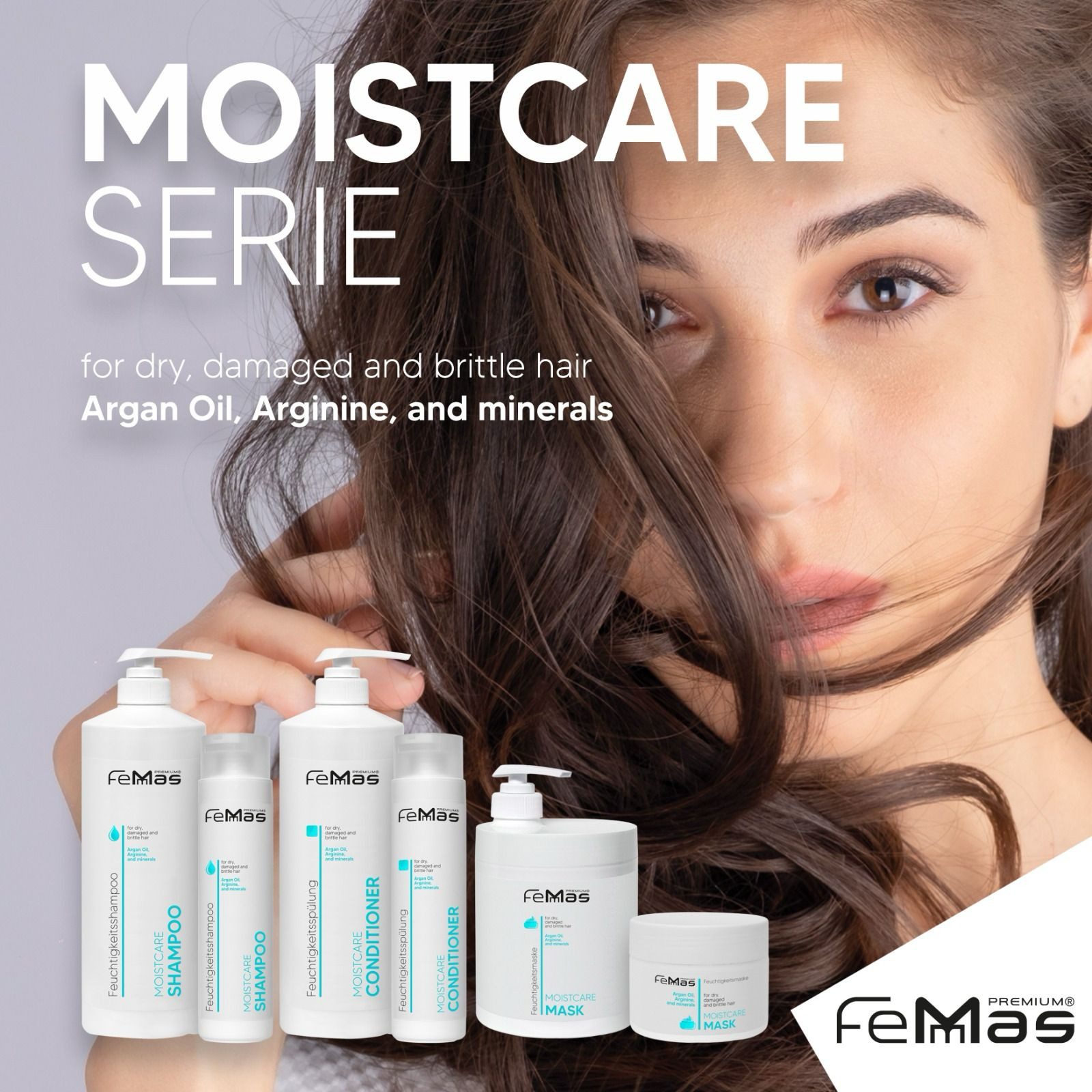 Femmas Premium Haarpflege-Set Femmas Moistcare Shampoo & Conditioner Bundle, Mit Arganöl