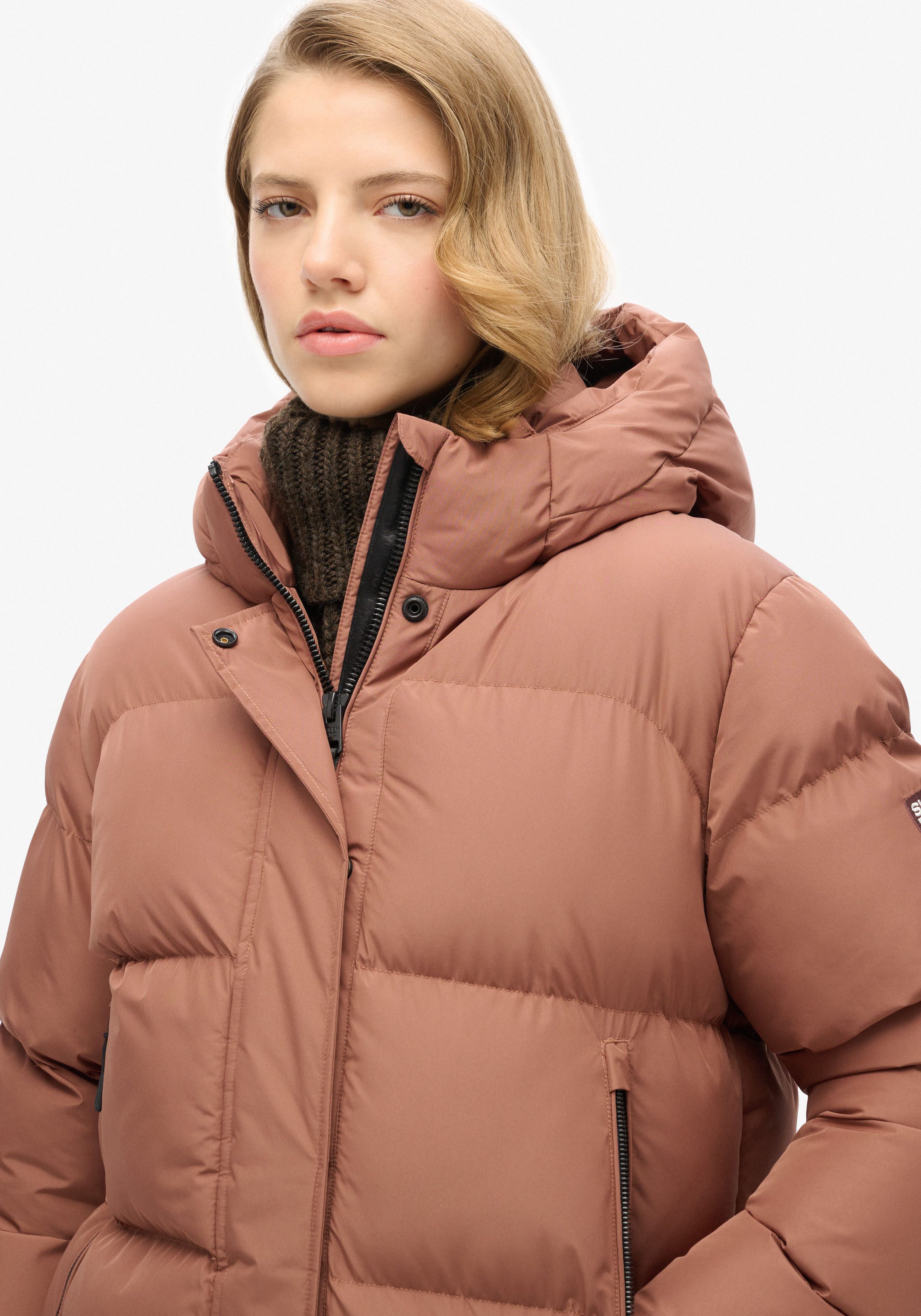 Superdry Steppjacke HOODED 5 BAFFLE SPORTS PUFFER mit Relaxed Fit, aus Polyester, pflegeleichtes Webmaterial