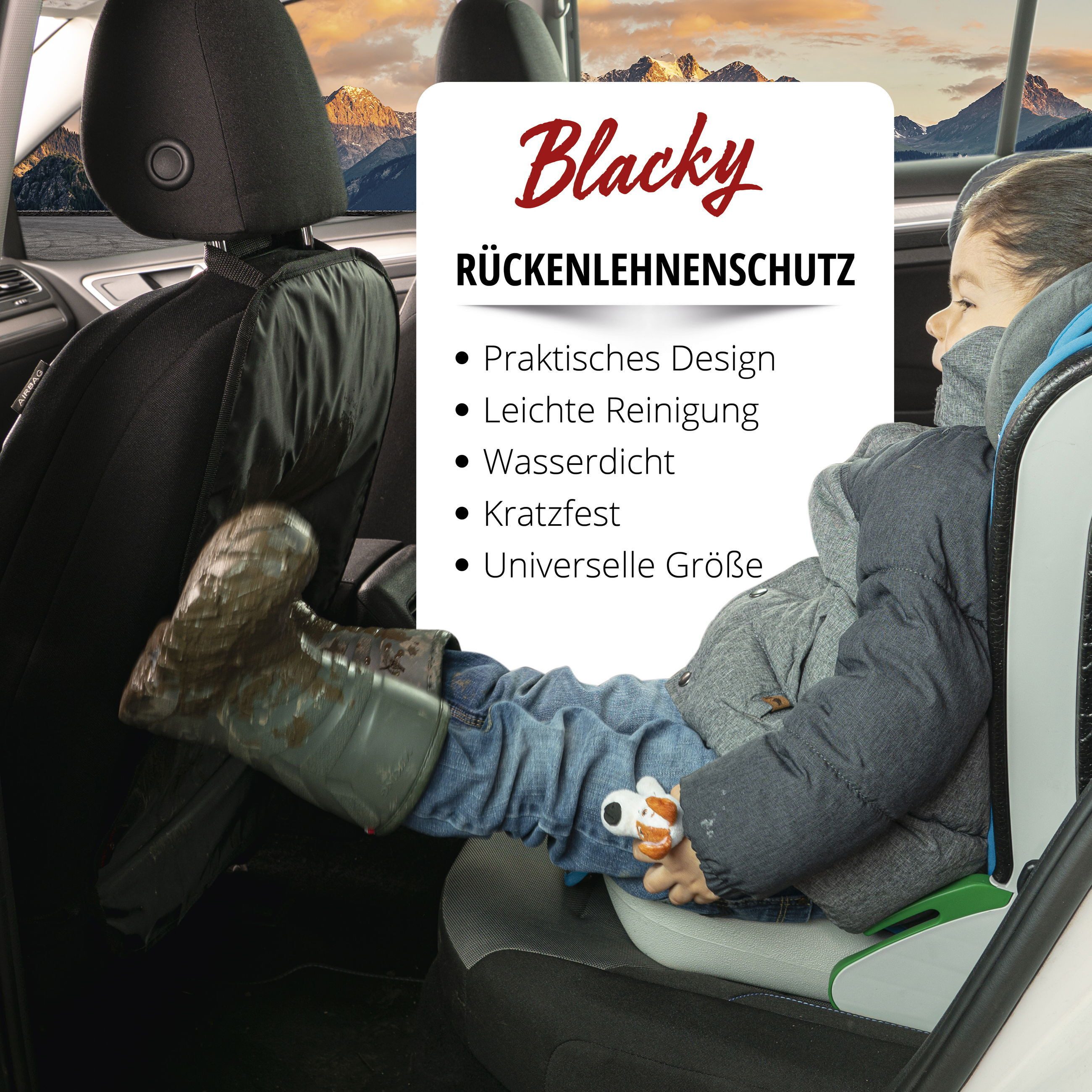 WALSER Autokindersitz Autositz Rückenlehnenschutz Blacky, ab: ab 4 Jahre, bis: - 10 Jahren, (1 Stück, 1-tlg)