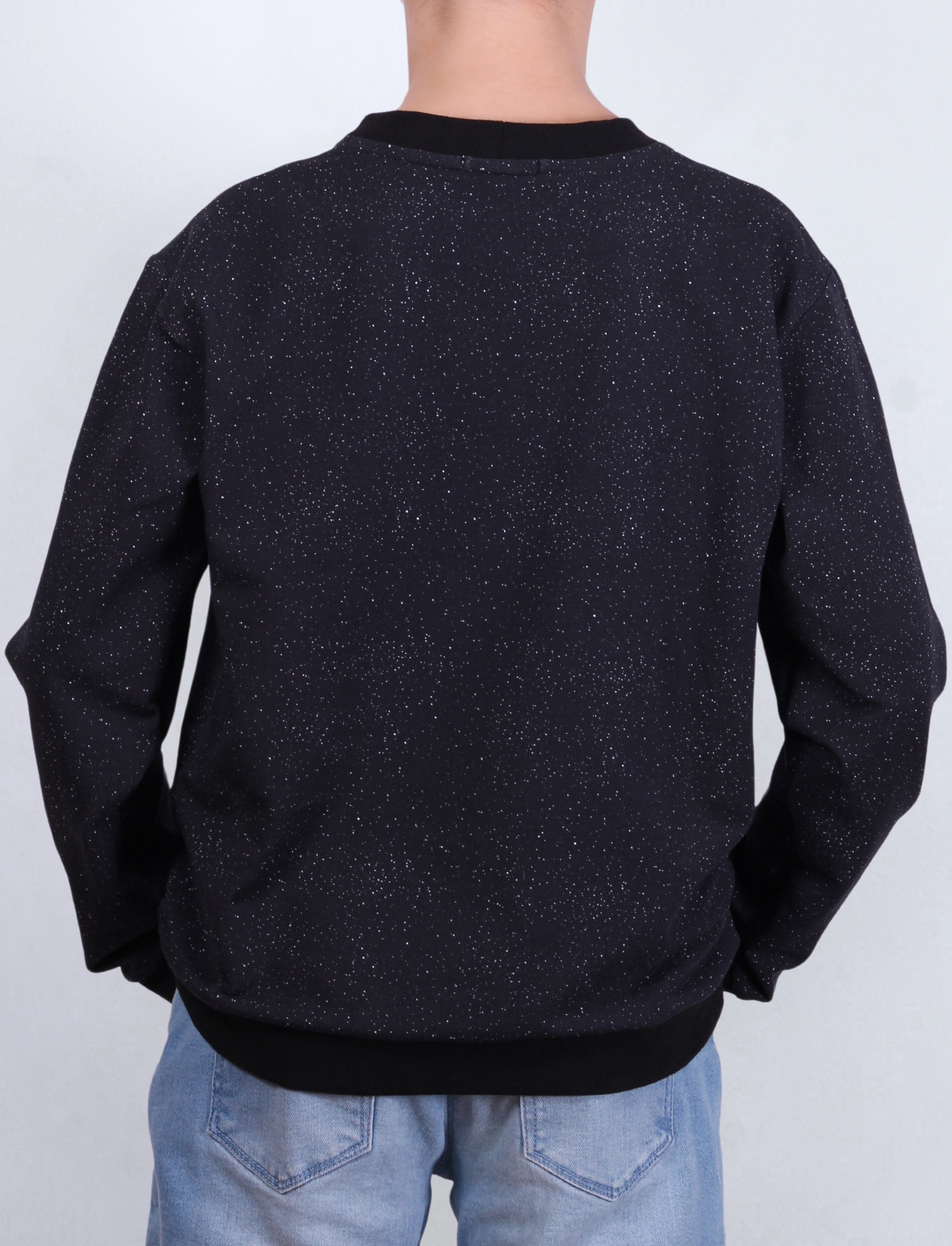 coolismo Sweater Kinder Sweatshirt Jungen Pullover mit schwarz-weiß Splash-Print 100% Baumwolle, Made in Europa