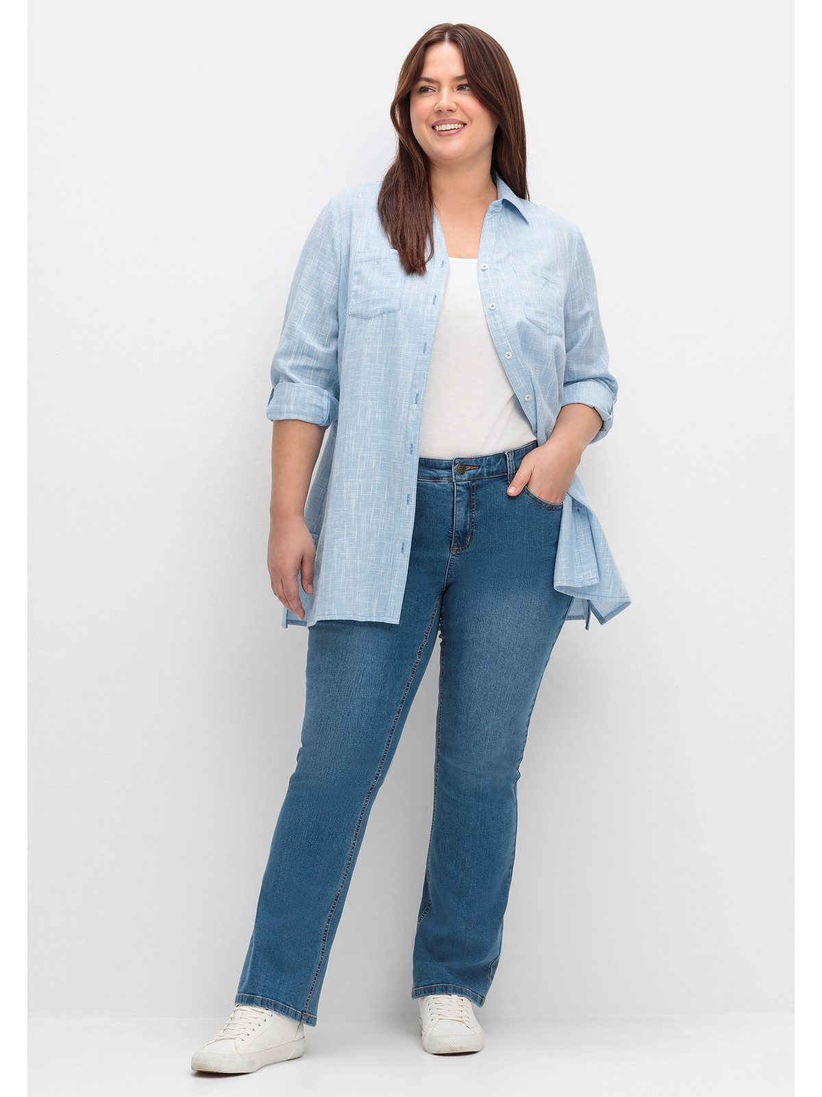 Sheego Bootcut-Jeans Große Größen SUSANNE ideal bei viel Bauch und schmalen Beinen