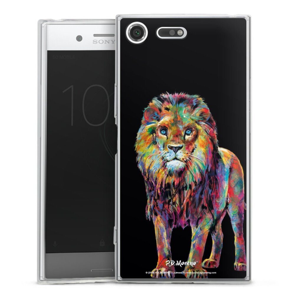 DeinDesign Handyhülle Löwe Tiere Design Lion Colorful Art By P.D. Moreno, Sony Xperia XZ Premium Slim Case Silikon Hülle Ultra Dünn Schutzhülle
