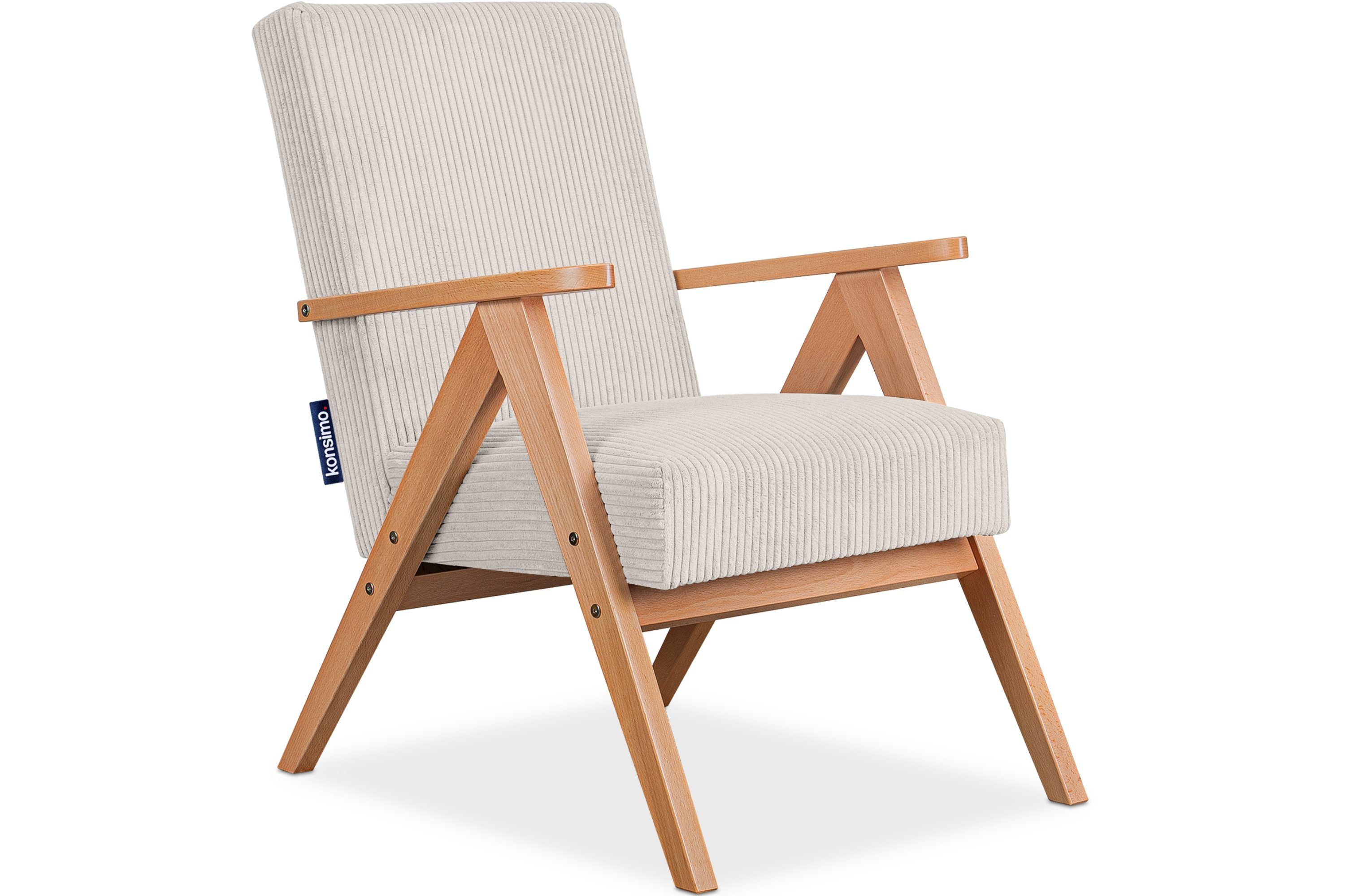 Konsimo Cocktailsessel NASET Sessel, Rahmen aus lackiertem Holz, profilierte Rückenlehne