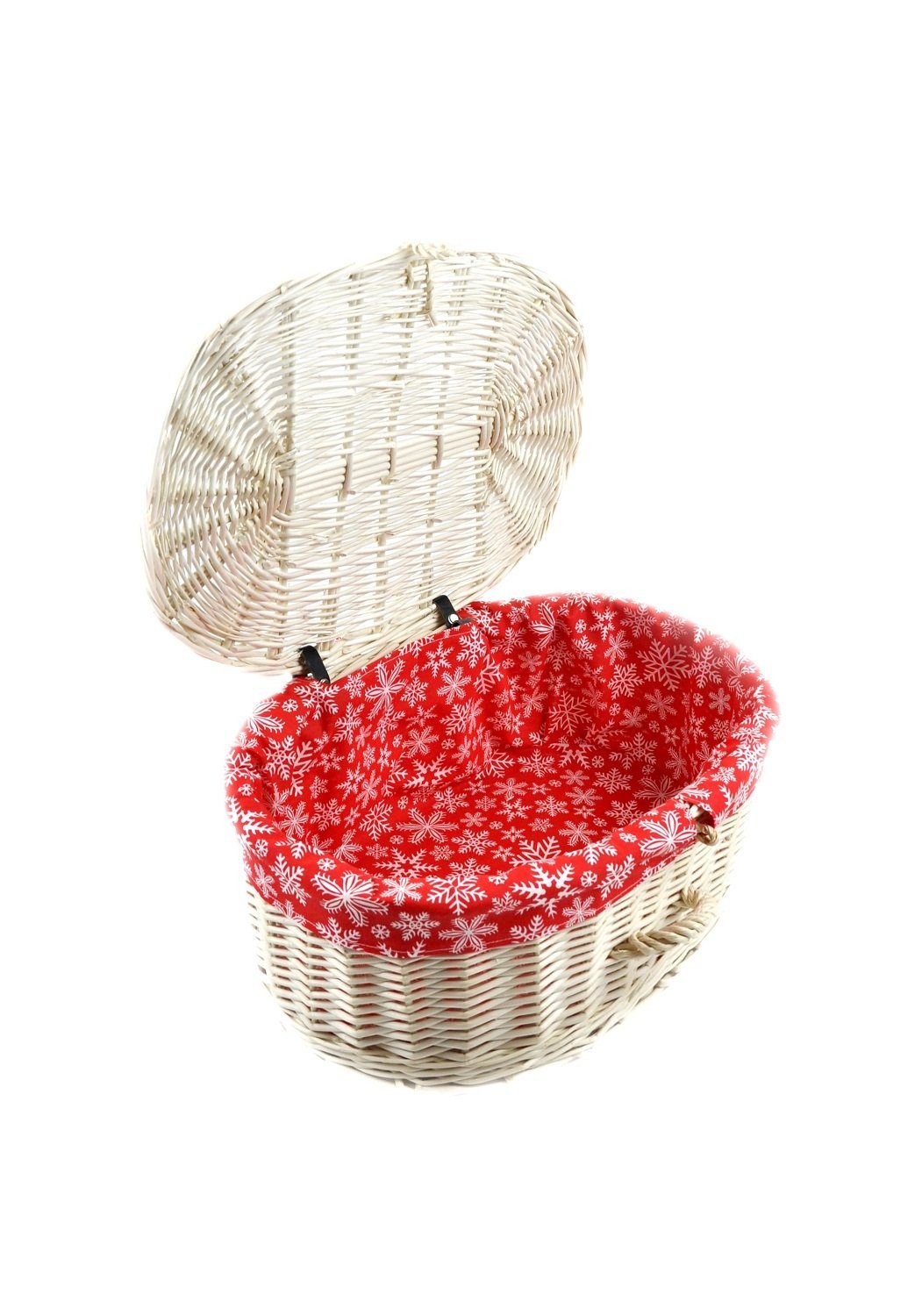 MyBer® Flechtkorb Weidenkoffer Weidenkorb Deko Koffer Korb Box Kiste aus Weide (K12-629-W-SRW, 1 St., 45cm/32cm/18cm), mit Deckel, mit Griff, mit Stoffeinlage