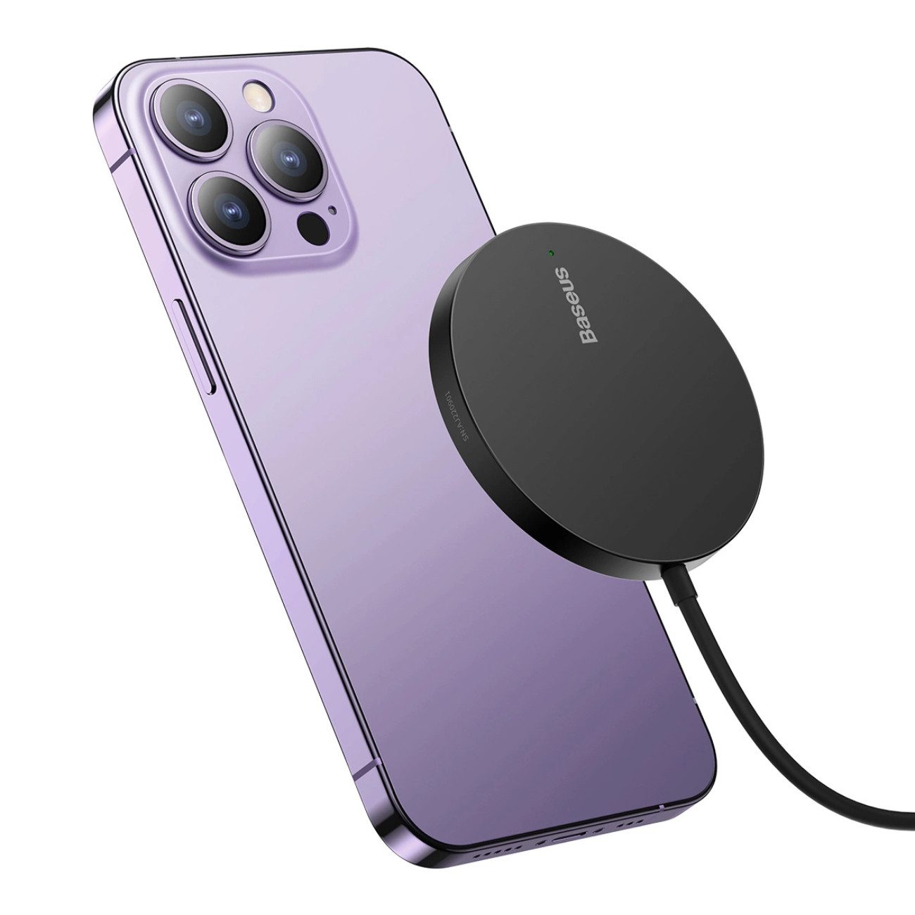 Baseus Simple Mini3 Wireless Charger (2000 mA, 1x Ladegerät, 1x USB-C-Kabel, 15 W kabelloses Laden mit MagSafe-Unterstützung)