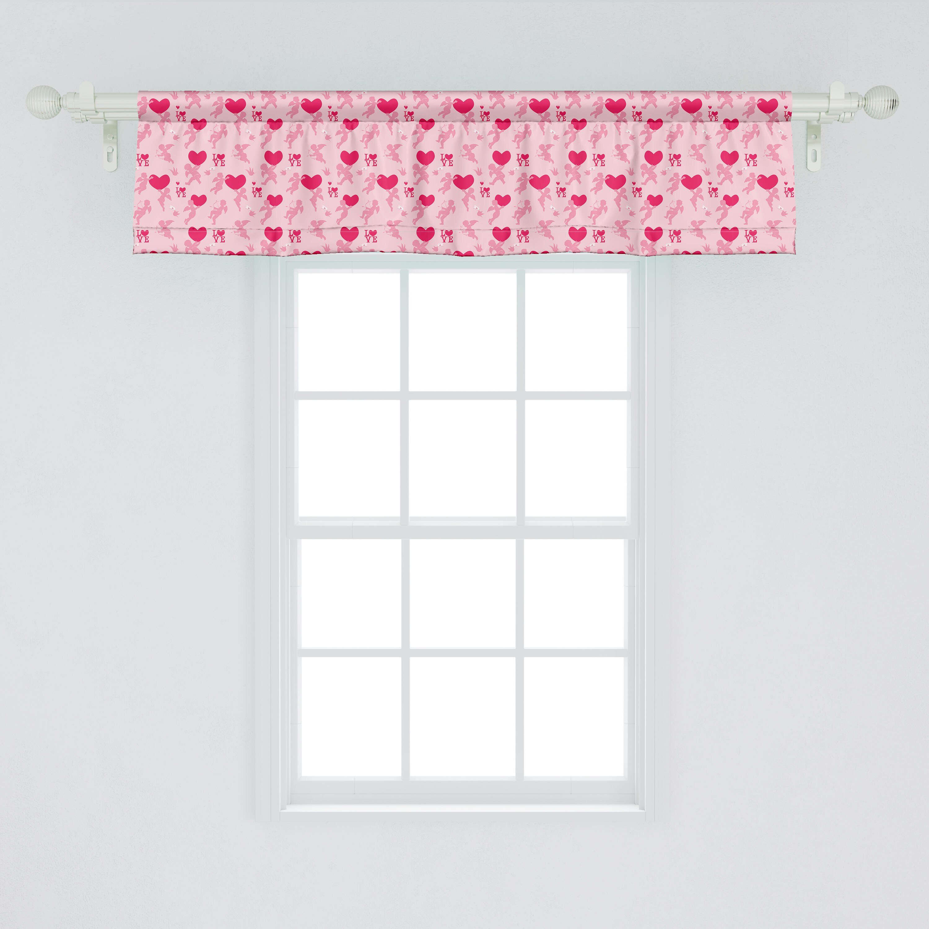 Scheibengardine Vorhang Volant mit Silhouetten Microfaser, Abakuhaus, Küche Stangentasche, Schlafzimmer Liebe Angel Dekor Heart von für