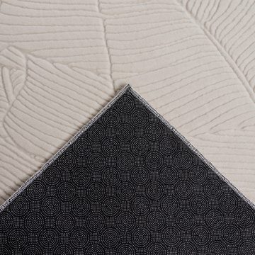 Teppich Schöner weicher Teppich mit Blattmuster in creme, TeppichHome24, rechteckig