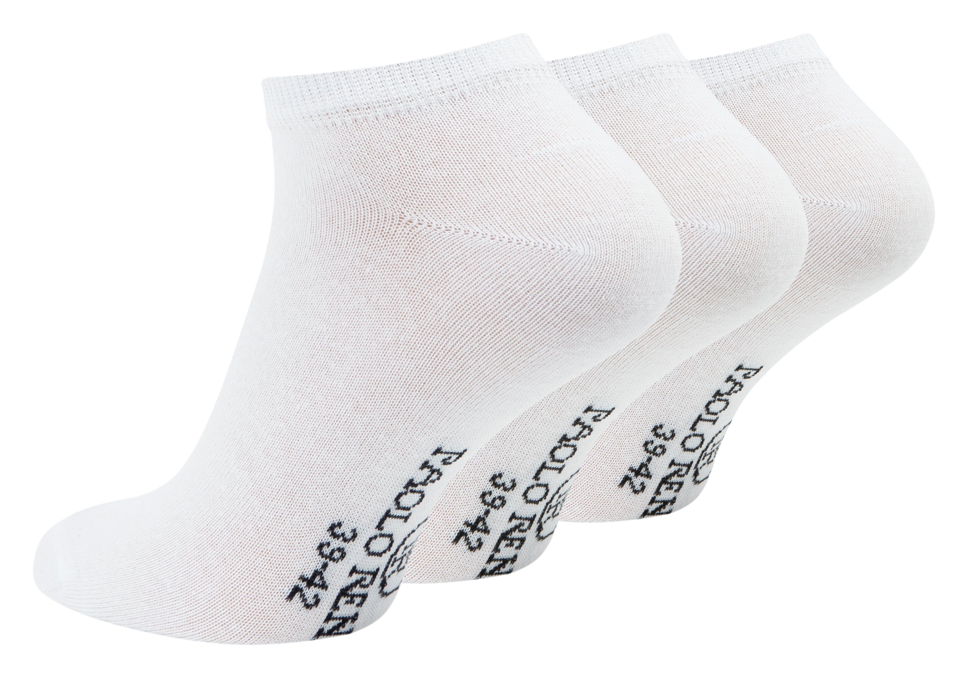 Paolo Renzo Sneakersocken für Herren und Damen (3-Paar) Atmungsaktive Unisex Sneaker Socken aus hochwertiger Baumwolle Weiß