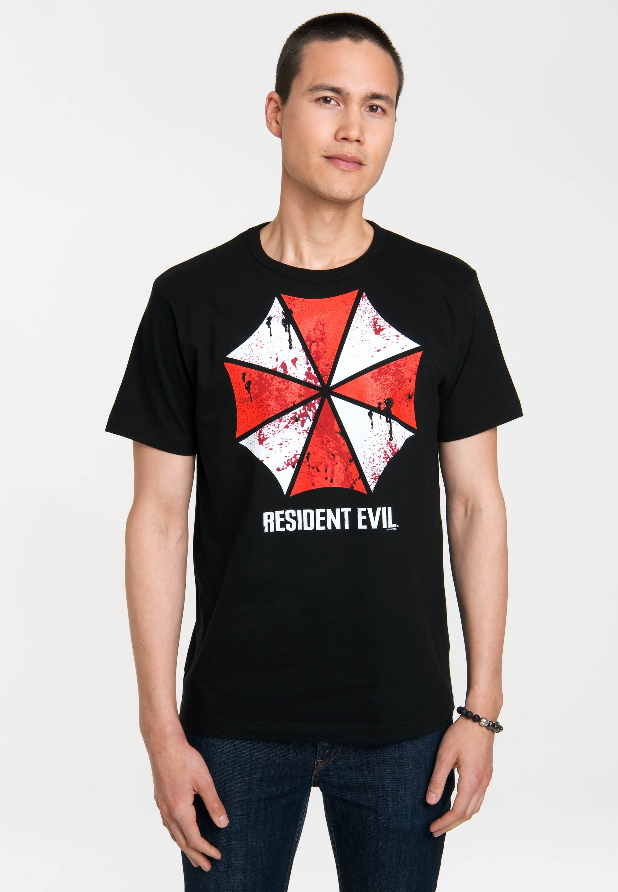 LOGOSHIRT T-Shirt Resident Evil - Umbrella mit Umbrella-Symbol | T-Shirts