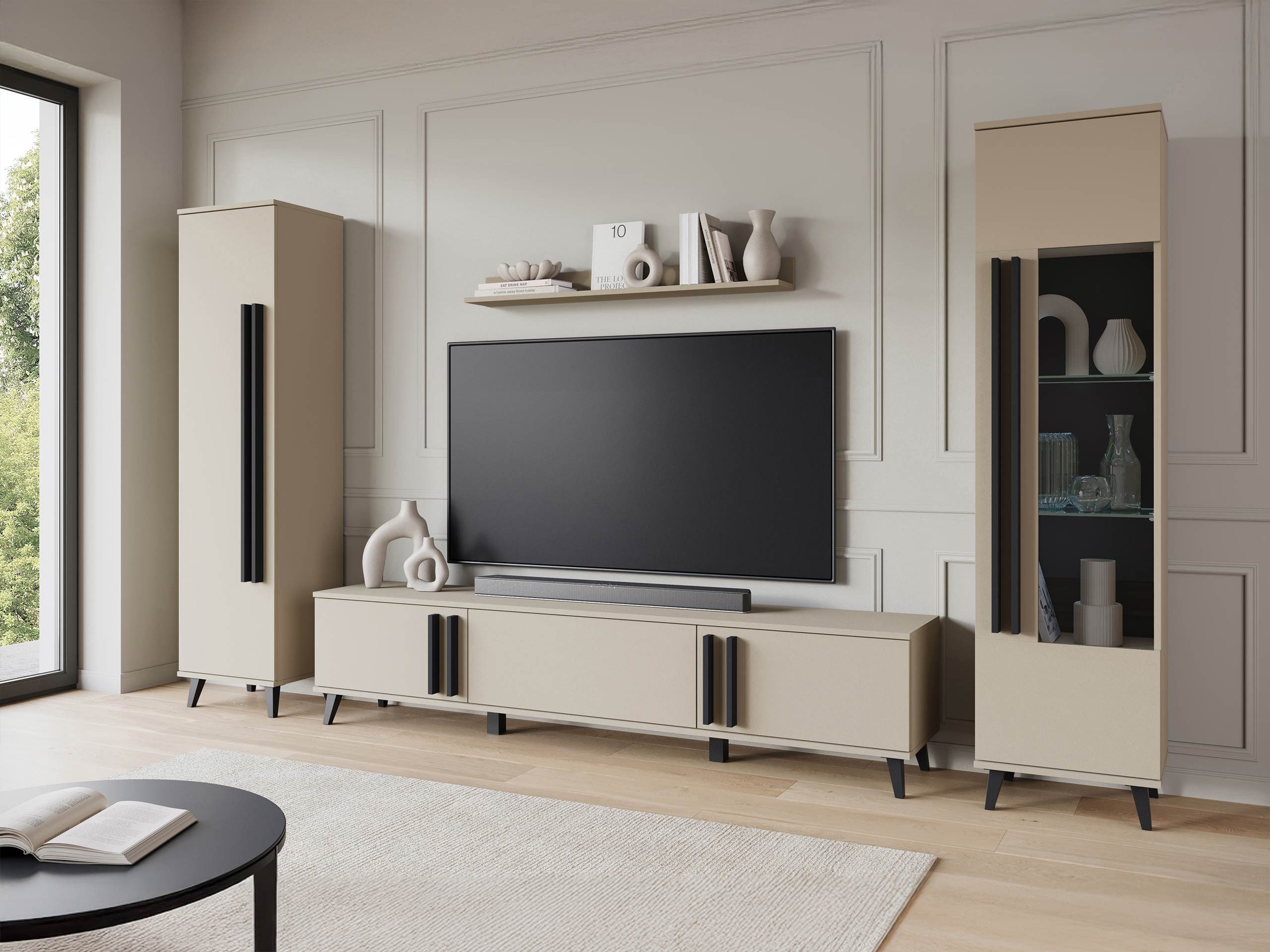 MIRJAN24 Wohnwand Helsinki II, (4er-Set, Vitrine, Regal, TV-Lowboard, Wandr günstig online kaufen