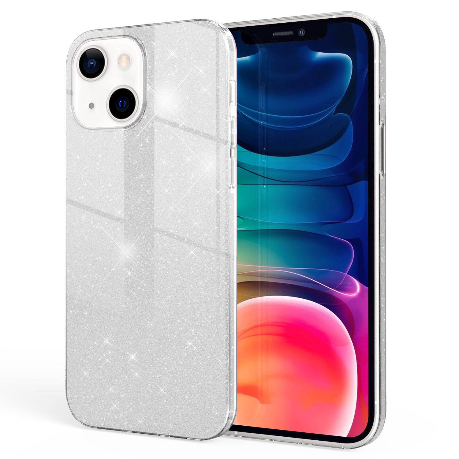 Nalia Smartphone-Hülle Apple iPhone 13 15,5 cm (6,1 Zoll), Glitzer Silikon Hülle / Verstärkte Innenseite / Glänzende Schutzhülle