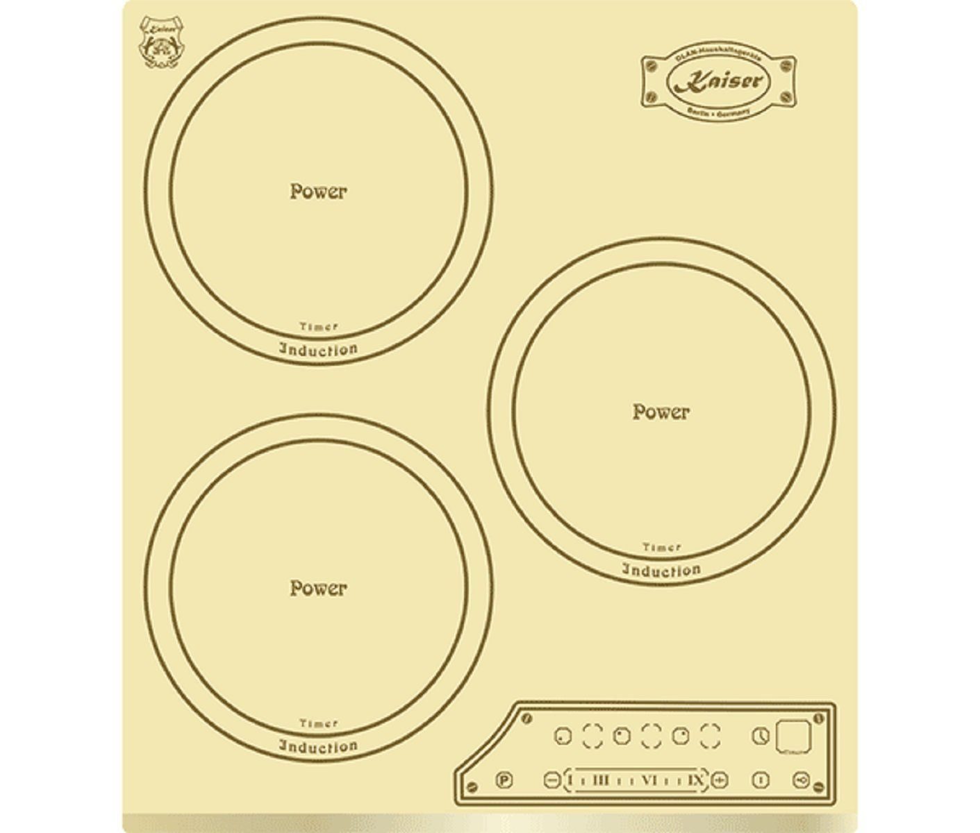 Kaiser Küchengeräte Induktions-Kochfeld, Einbau Herd, 3 Kochzonen, 45 cm,Full Touch Control