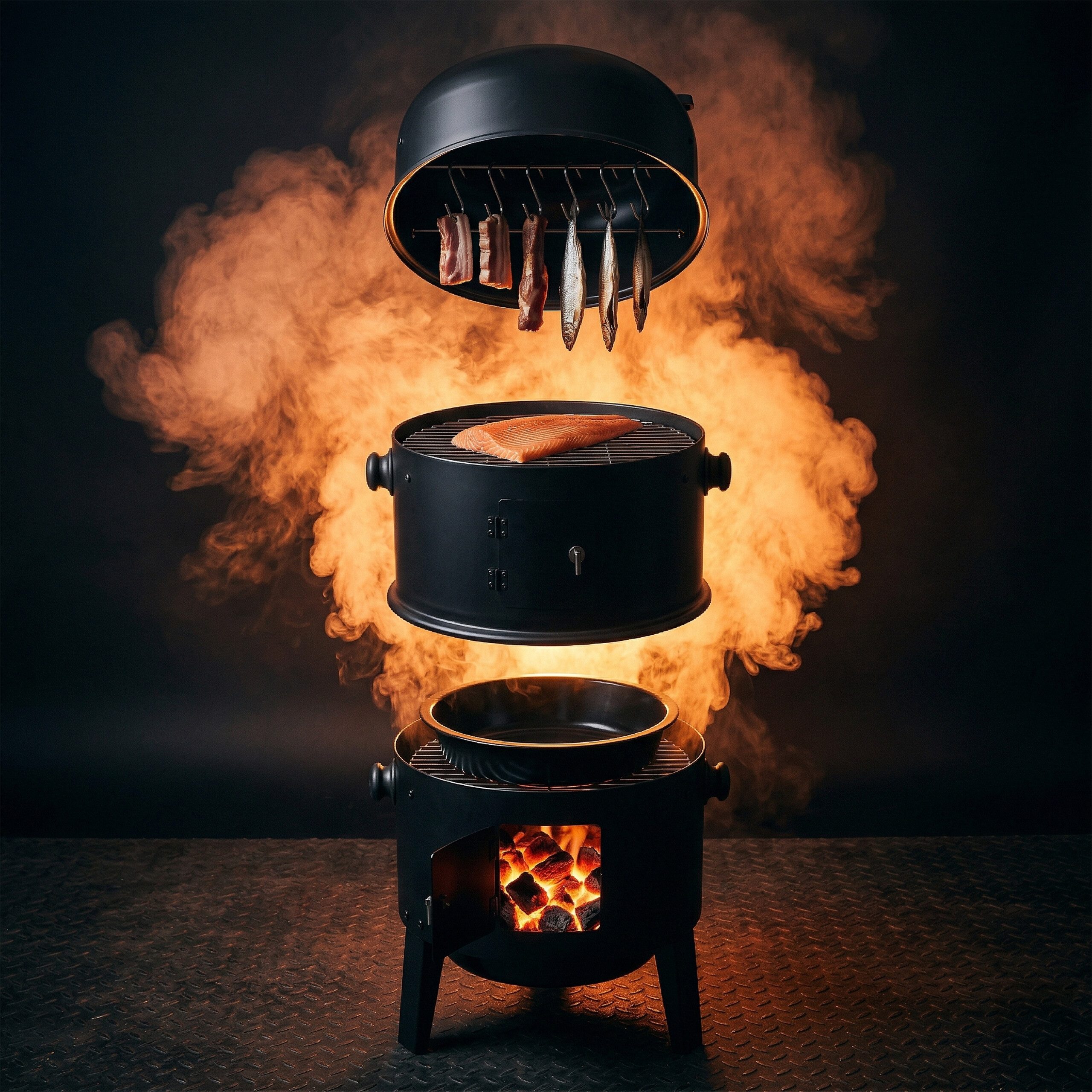 relaxdays Smoker mit Deckel & Thermomet