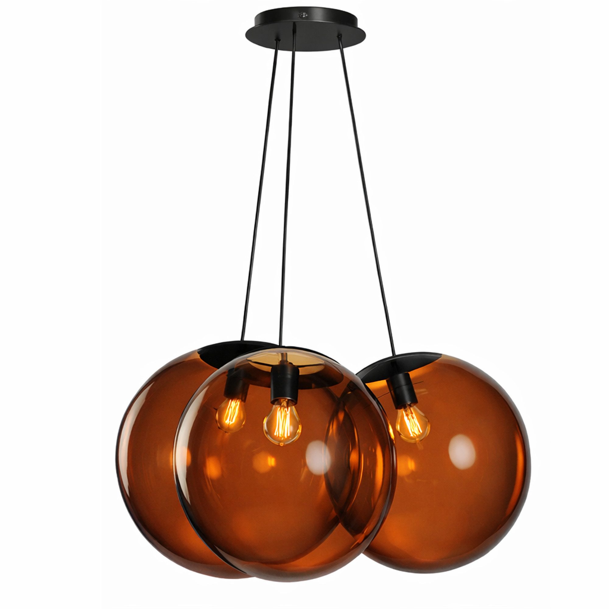 s.luce Pendelleuchte s.luce Orb Cluster Glas-Pendelleuchte 3-flammig 3x50cm Gold Verlauf