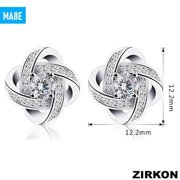 MAVURA Ohrring-Set ZIRKON Ohrringe Damen Ohrstecker 925 Sterling Silber Ohrschmuck, Twist-Würfel Liebe Set Schmuck Zirkonia