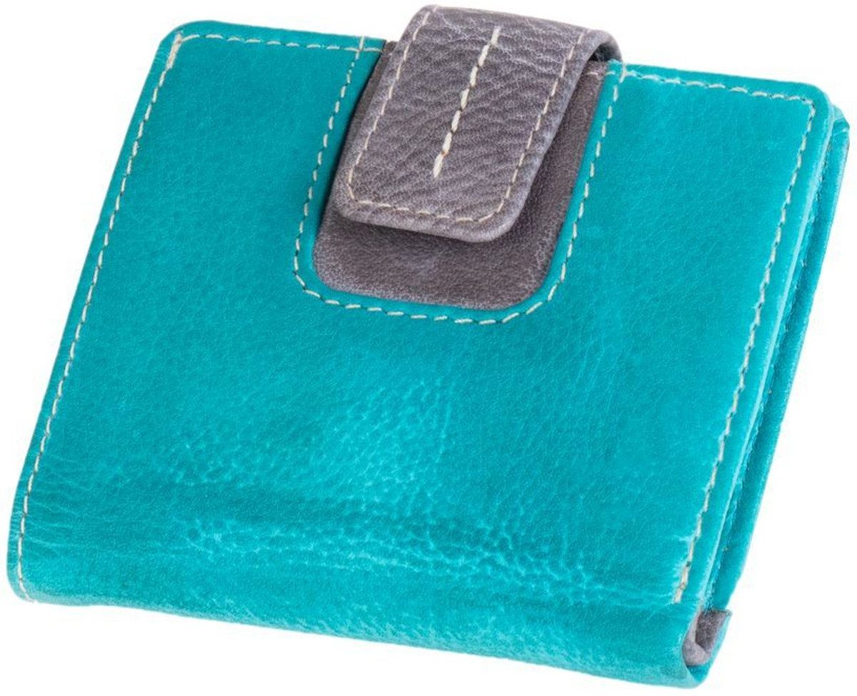 Mika Gürteltasche Damengeldbörse zweifarbig Leder 9x10x2cm türkis