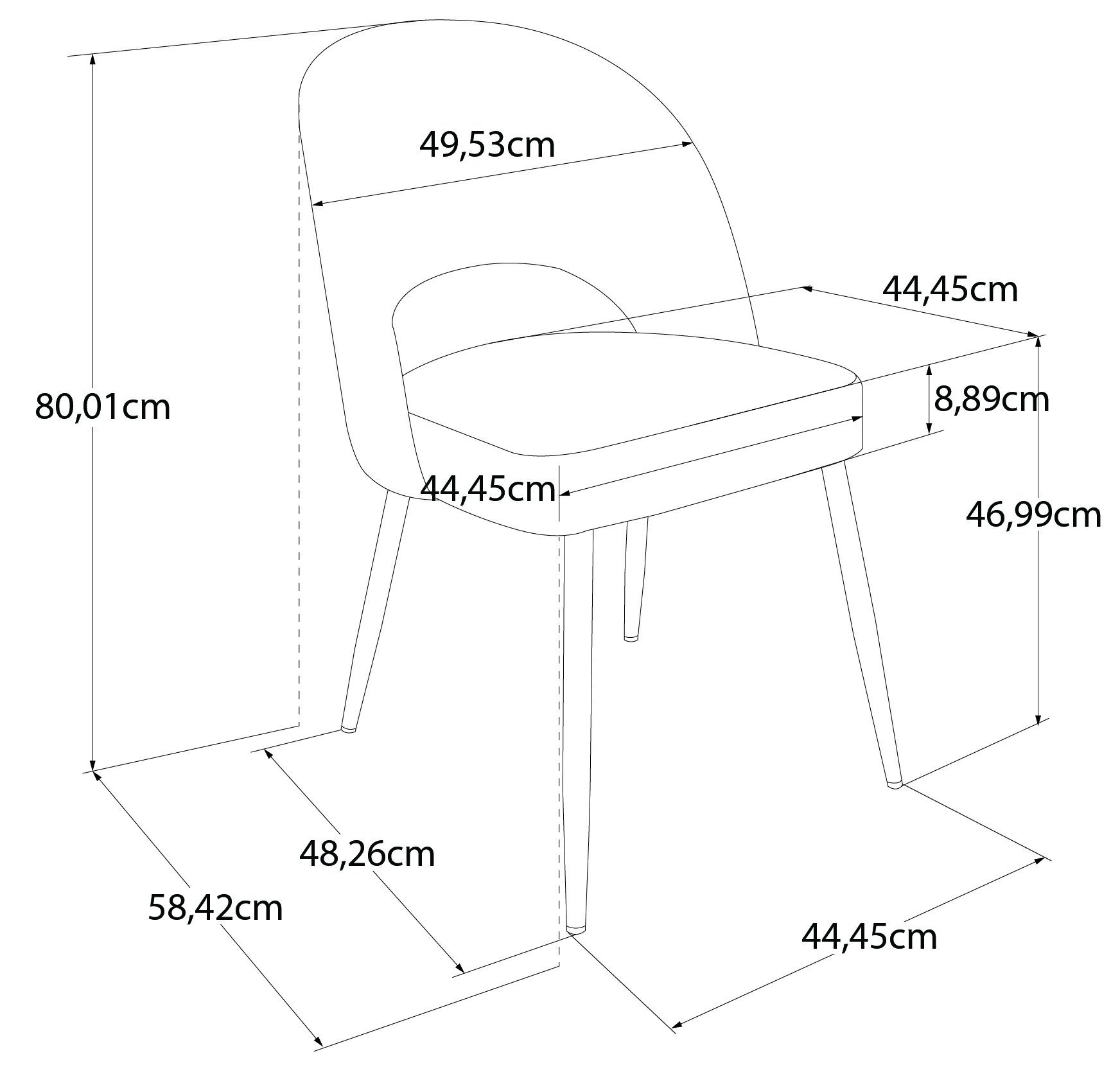 CosmoLiving by Cosmopolitan cm Sitzhöhe verschiedene St), Farbvarianten schwarz erhältlich, 46 Esszimmerstuhl (1 Metallgestell, Alexi