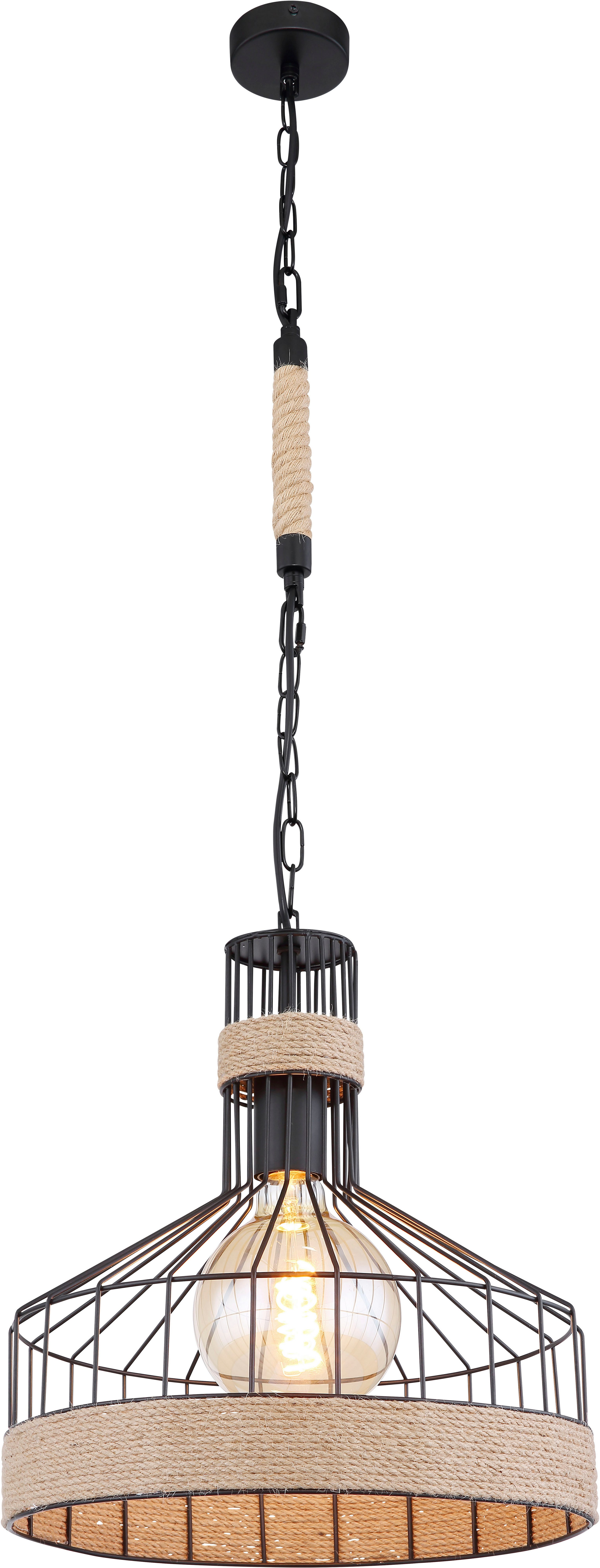 GLOBO LIGHTING Hängeleuchte HALIA, ohne Leuchtmittel, Hängelampe Metallstäbe Kette schwarz DM 35cm Esszimmer