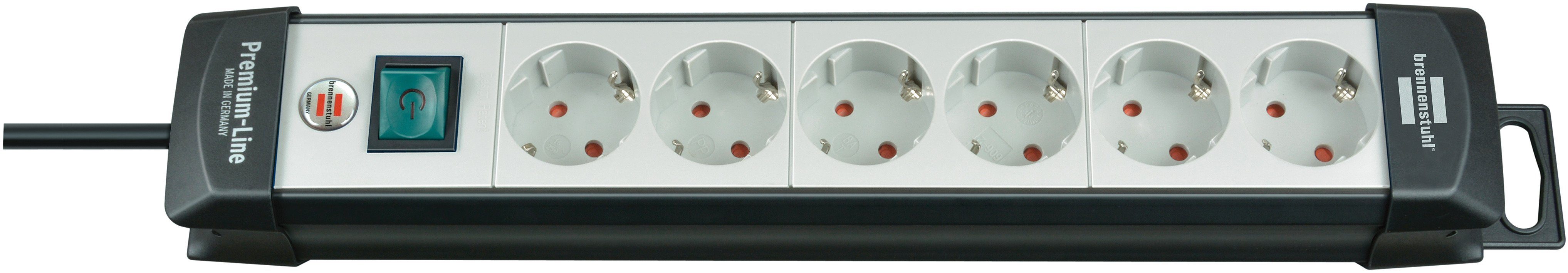 Brennenstuhl Premium-Line Steckdosenleiste 6-fach (Kabellänge 3 m), mit Schalter und 45° Anordnung der Steckdosen | Steckdosenleisten