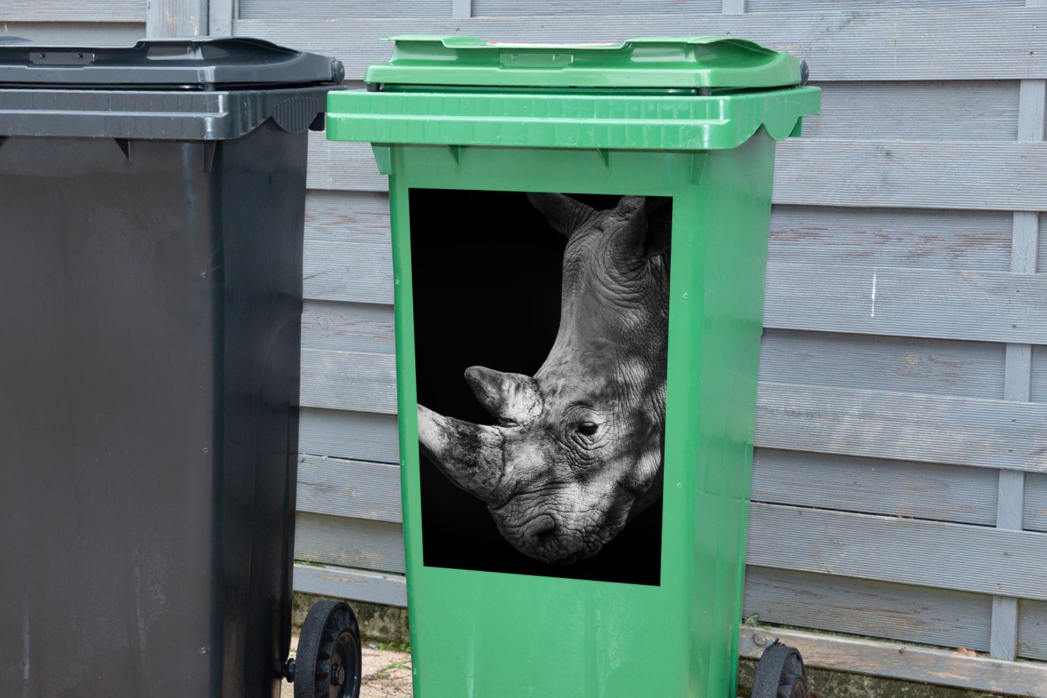 Rhinozeros Mülleimer-aufkleber, - Tier (1 - Wandsticker Container, MuchoWow Abfalbehälter Licht St), Mülltonne, Sticker,