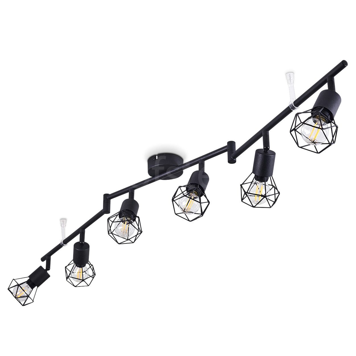 hofstein Deckenleuchte »Borio« 6-flammige Retro Deckenlampe aus Metall schwarz, ohne Leuchtmittel, 6xE14, die Leuchtenköpfe sind dreh-/schwenkbar