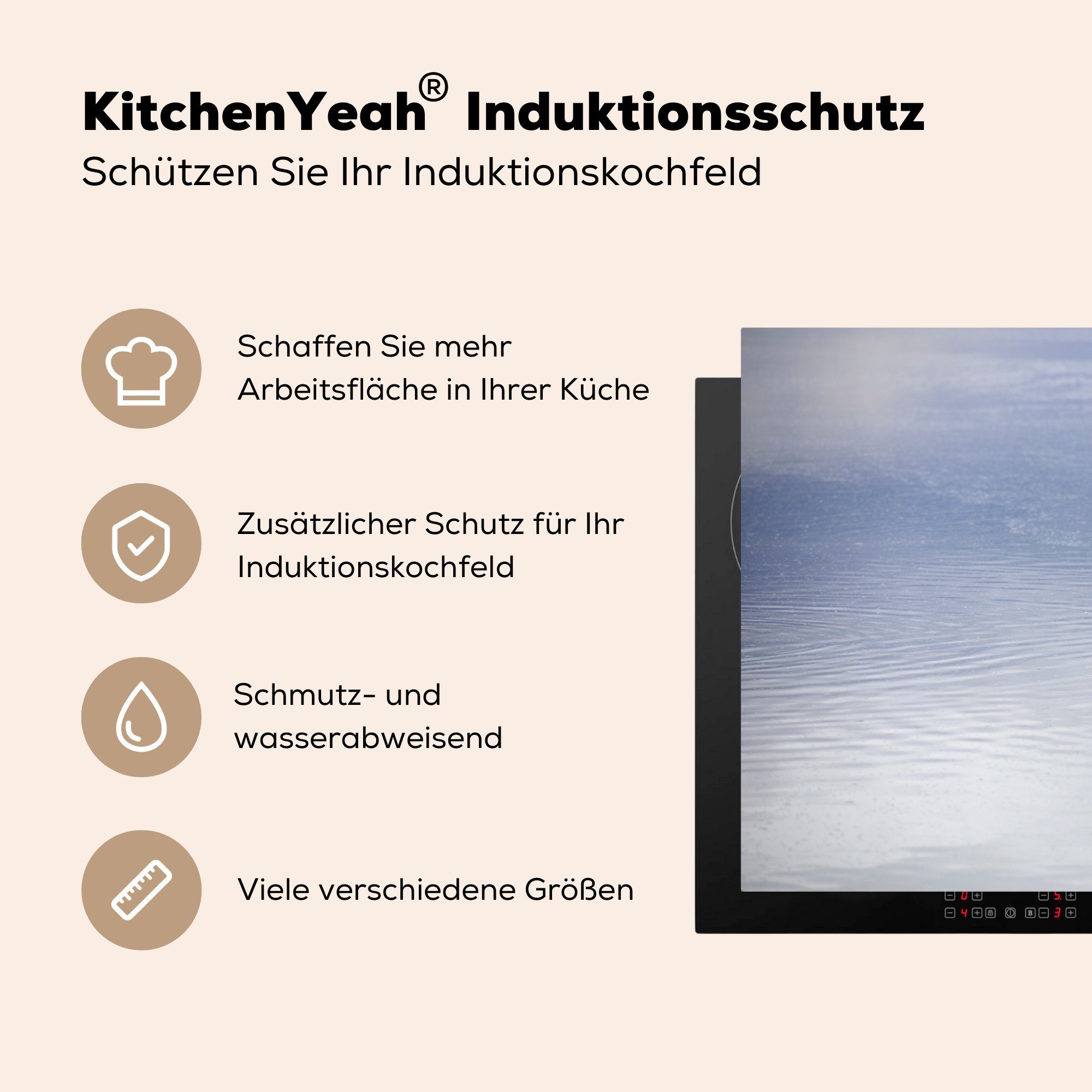 Zwei Wasser, Herdblende-/Abdeckplatte küche, MuchoWow Ceranfeldabdeckung Schutz tlg), Induktionskochfeld die (1 cm, im 81x52 chilenische klaren Vinyl, Flamingos für