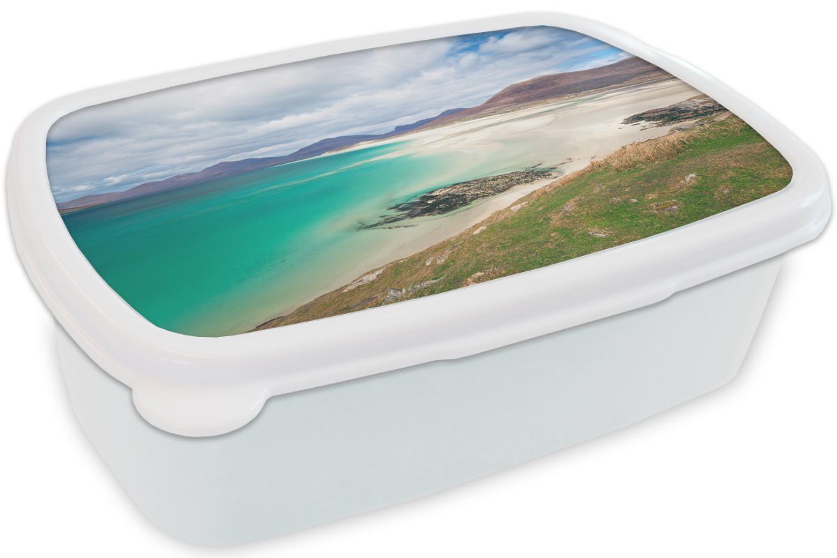 MuchoWow Lunchbox Strand - Wasser - Kinder Jungs (2-tlg), weiß England, Kunststoff, Brotdose, für für Brotbox Erwachsene, und Mädchen und