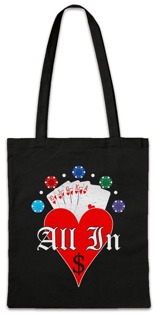 Beuteltasche Poker Hearts All In Stofftasche Card Karten Black Jack Ace Of Spades