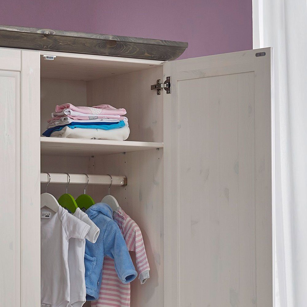 Massivholz aus Ofarello Kinderkleiderschrank Pharao24