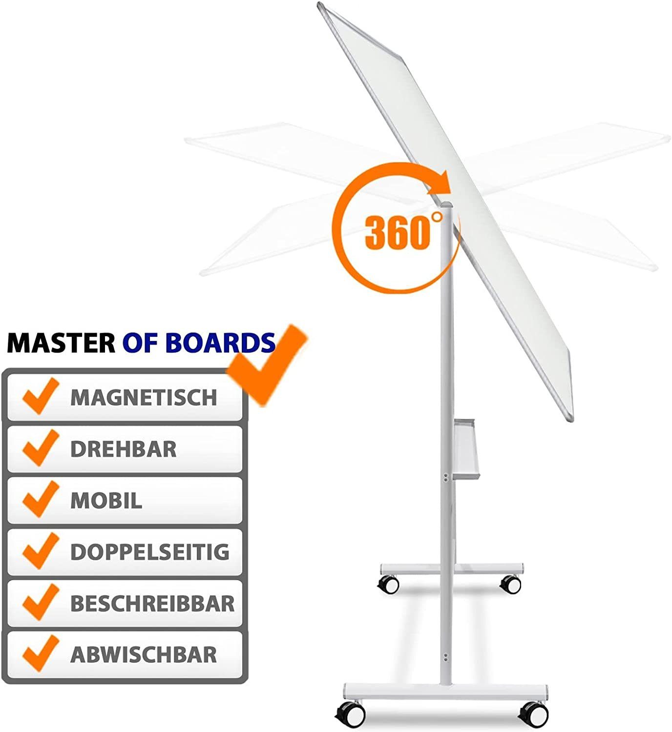 Wandtafel Mobil Whiteboard Karat & Schreibtafel, Stanford, verschiedene drehbar Größen,